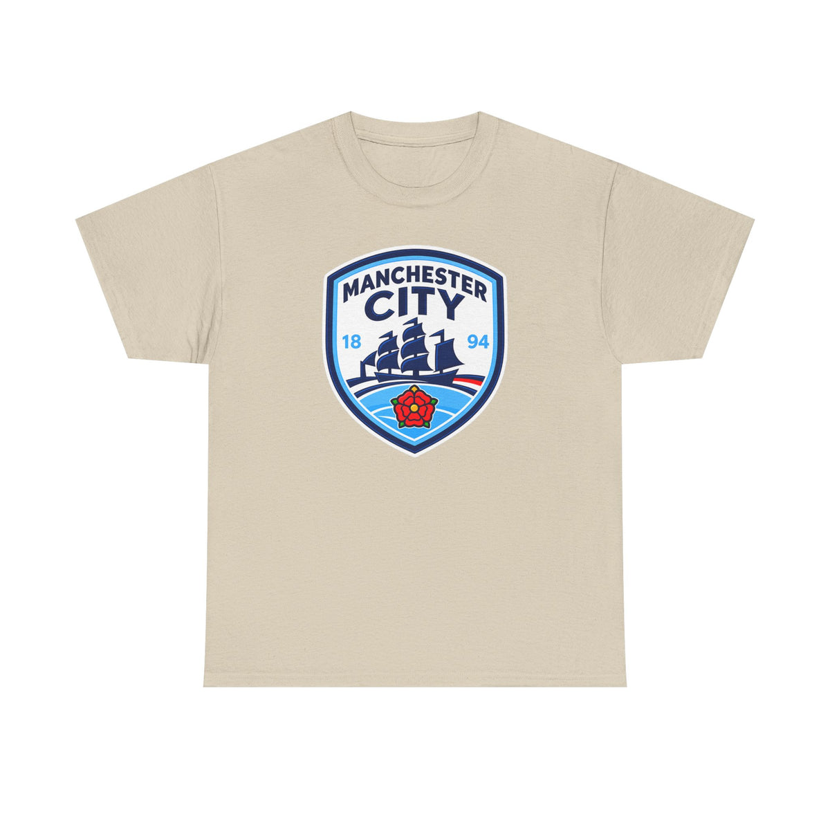 Manchester City Inspired Crest Cotton T-Shirt