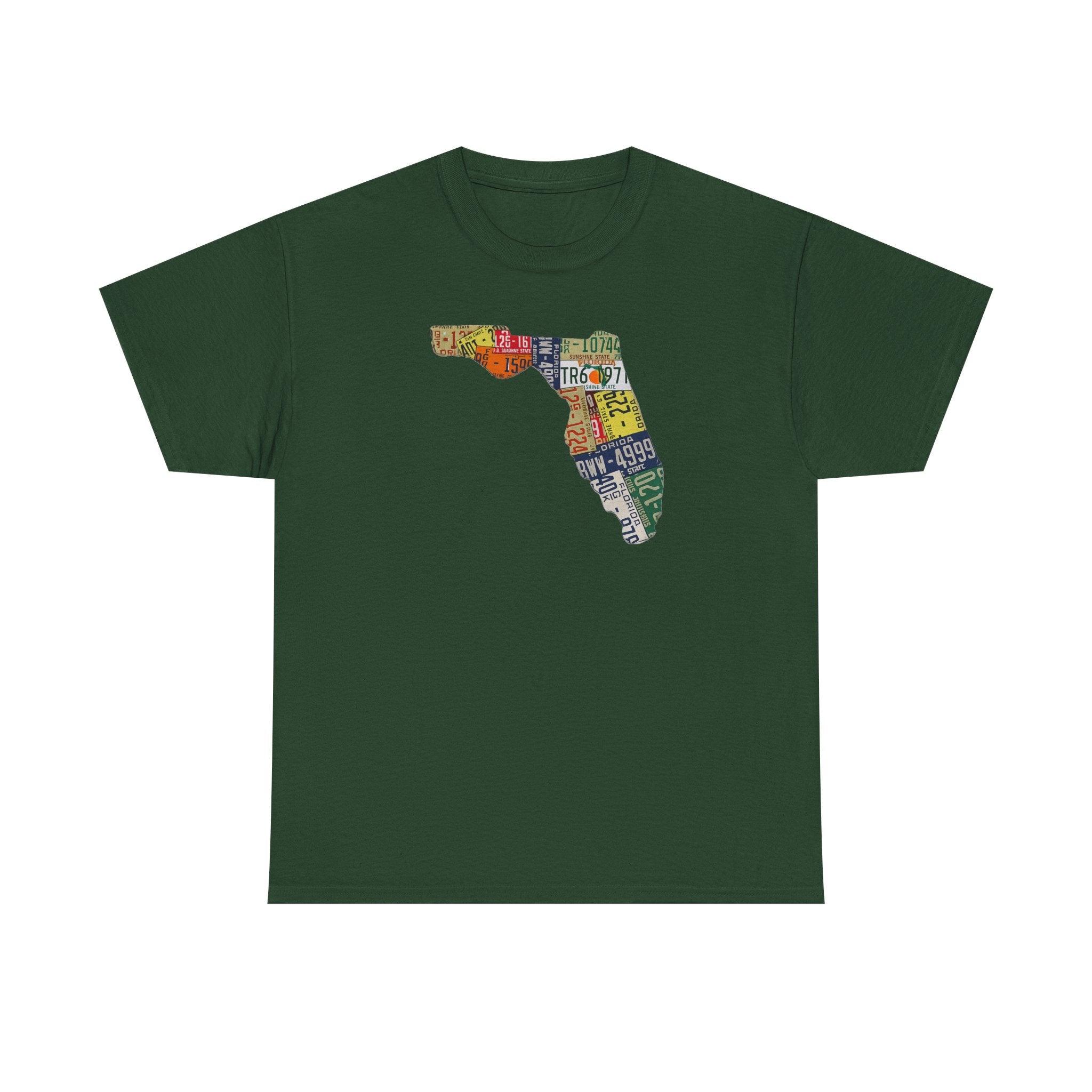 Florida License Plate Map T-Shirt — Vintage State Silhouette Tee