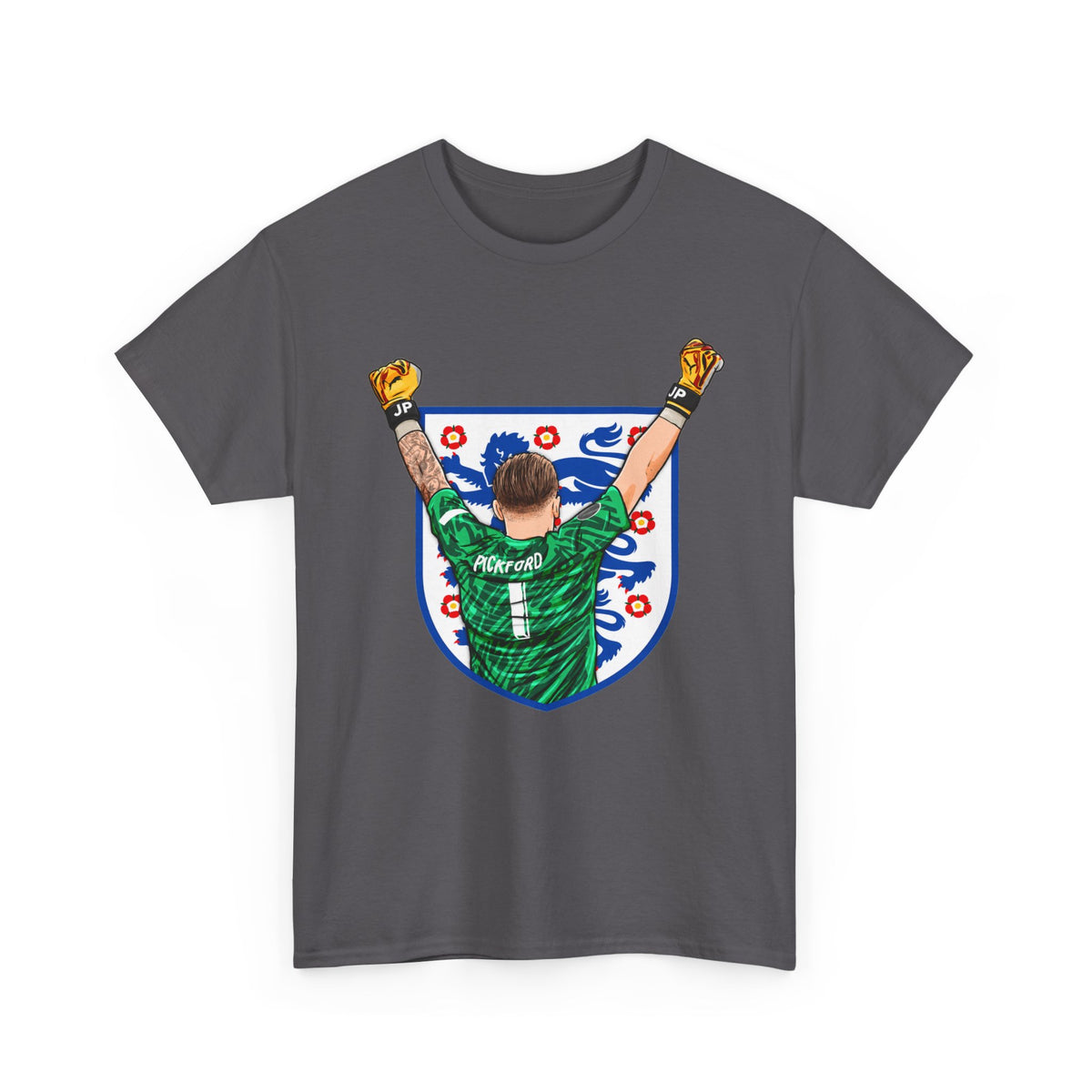 Pickford England Number 1 Goalkeeper Graphic Tee — Victory Pose Jersey Design