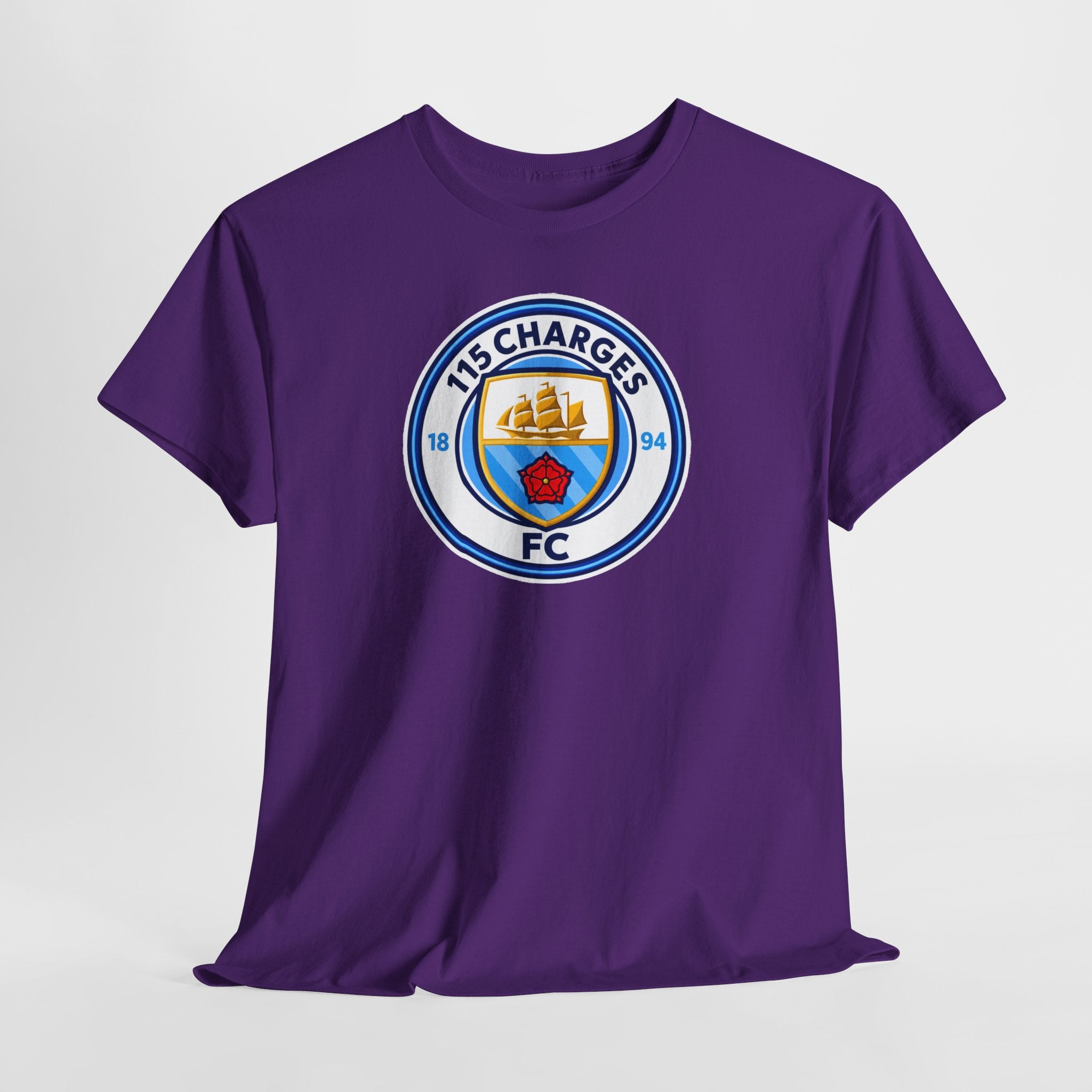 115 Charges FC Crest Cotton Tee — Vintage Blue Club Logo T-Shirt