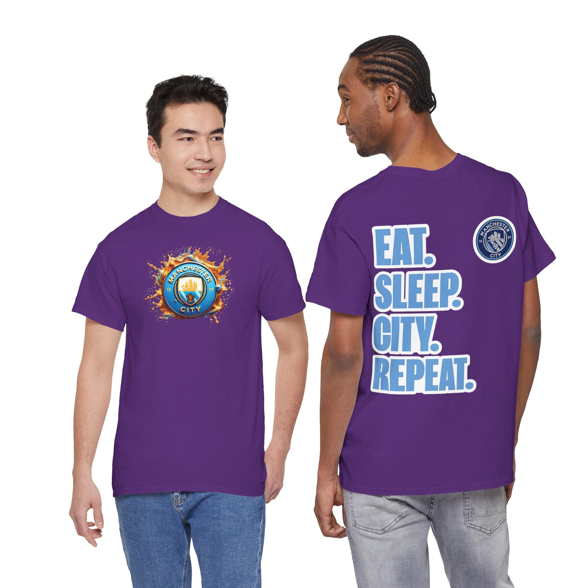Manchester City T-Shirt – 'Eat. Sleep. City. Repeat.' Football Fan Tee