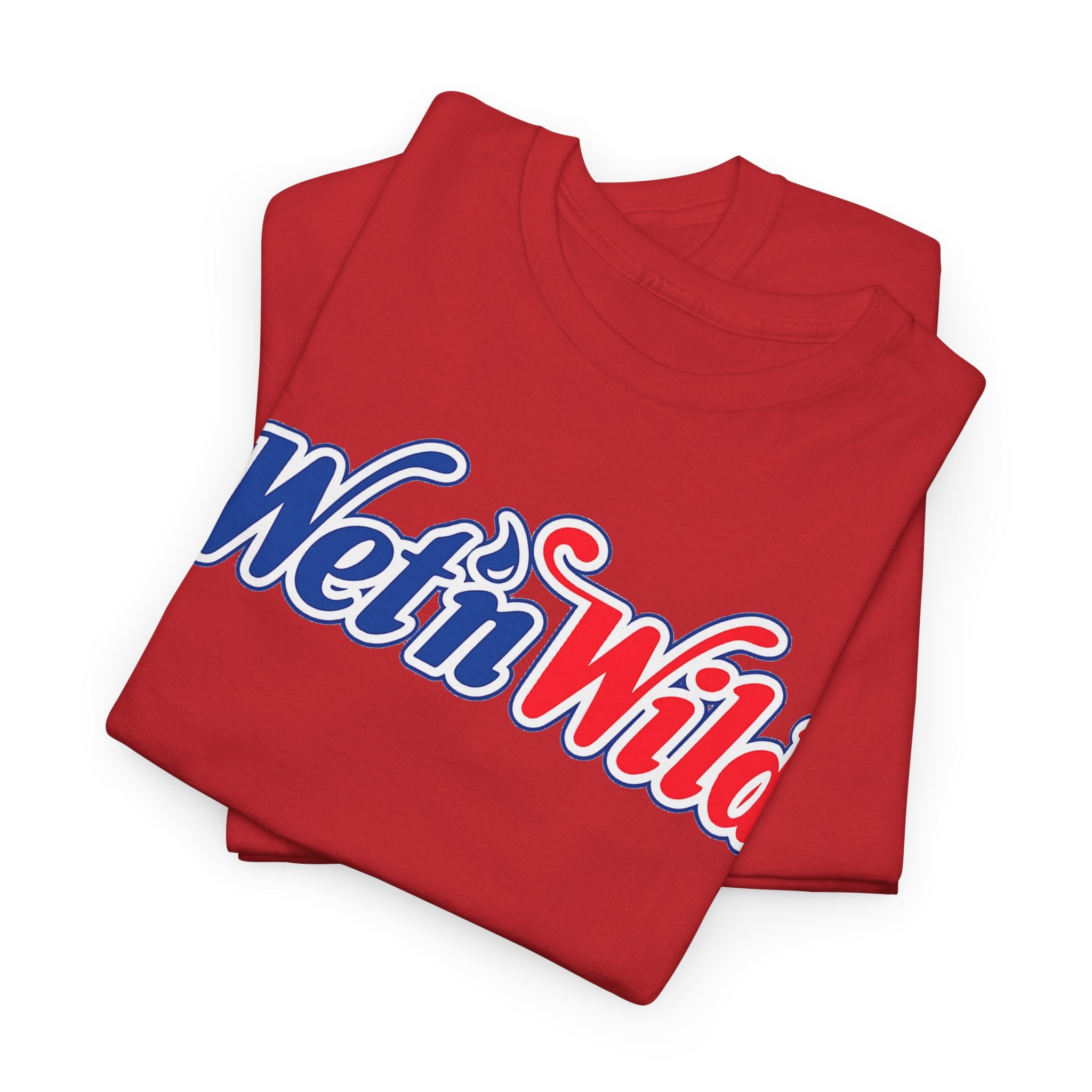 Wet 'n Wild Retro Script T-Shirt — Red & Blue Patriotic Graphic Tee