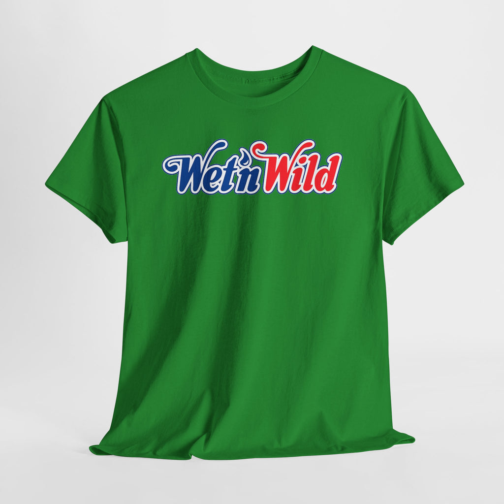 Wet 'n Wild Retro Script T-Shirt — Red & Blue Patriotic Graphic Tee