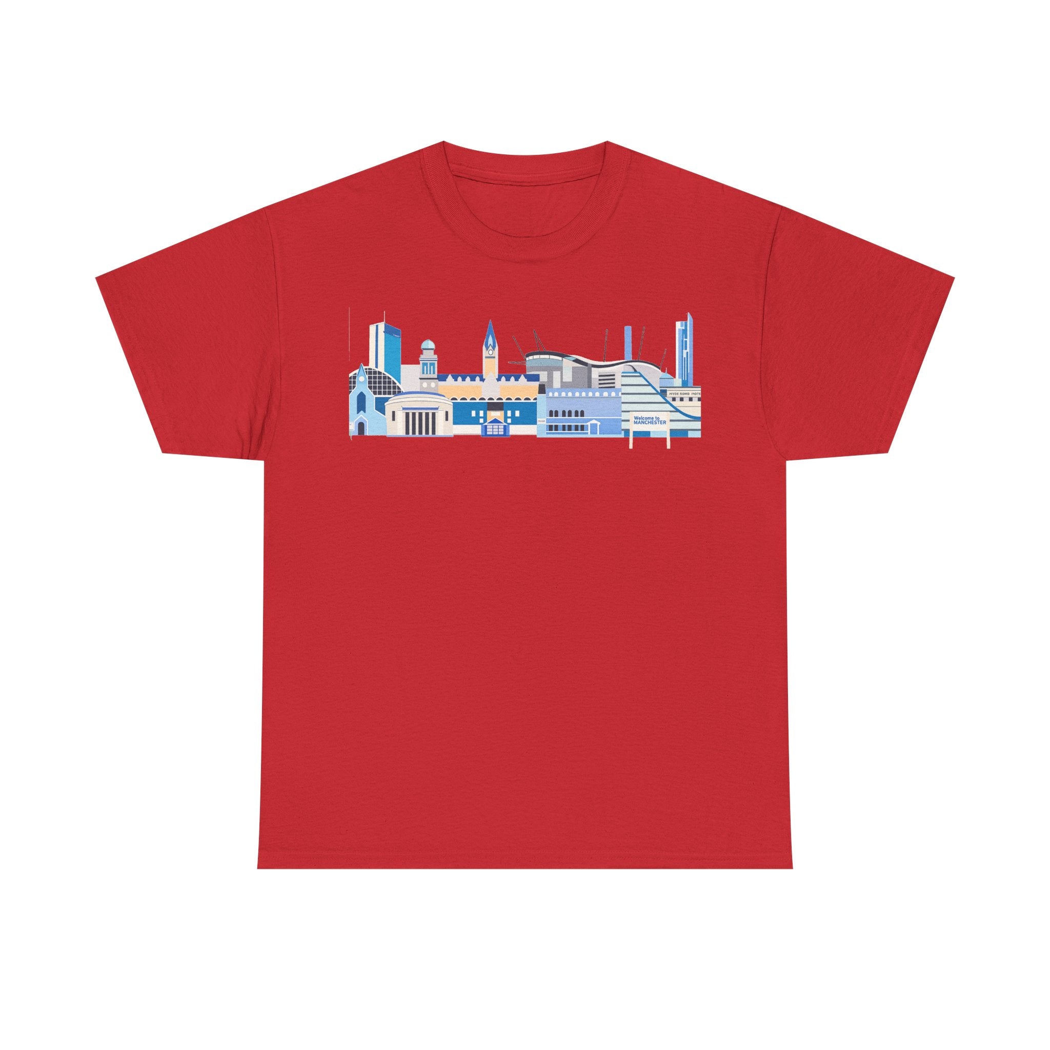 Manchester City Skyline Tee — Minimal Blue Urban Landscape T‑Shirt