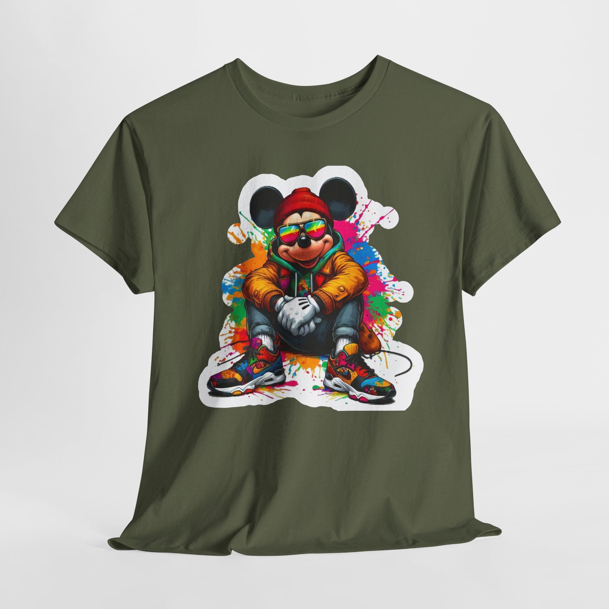 Streetwear Mouse Graphic Tee — Colorful Urban Hip-Hop Cartoon Shirt
