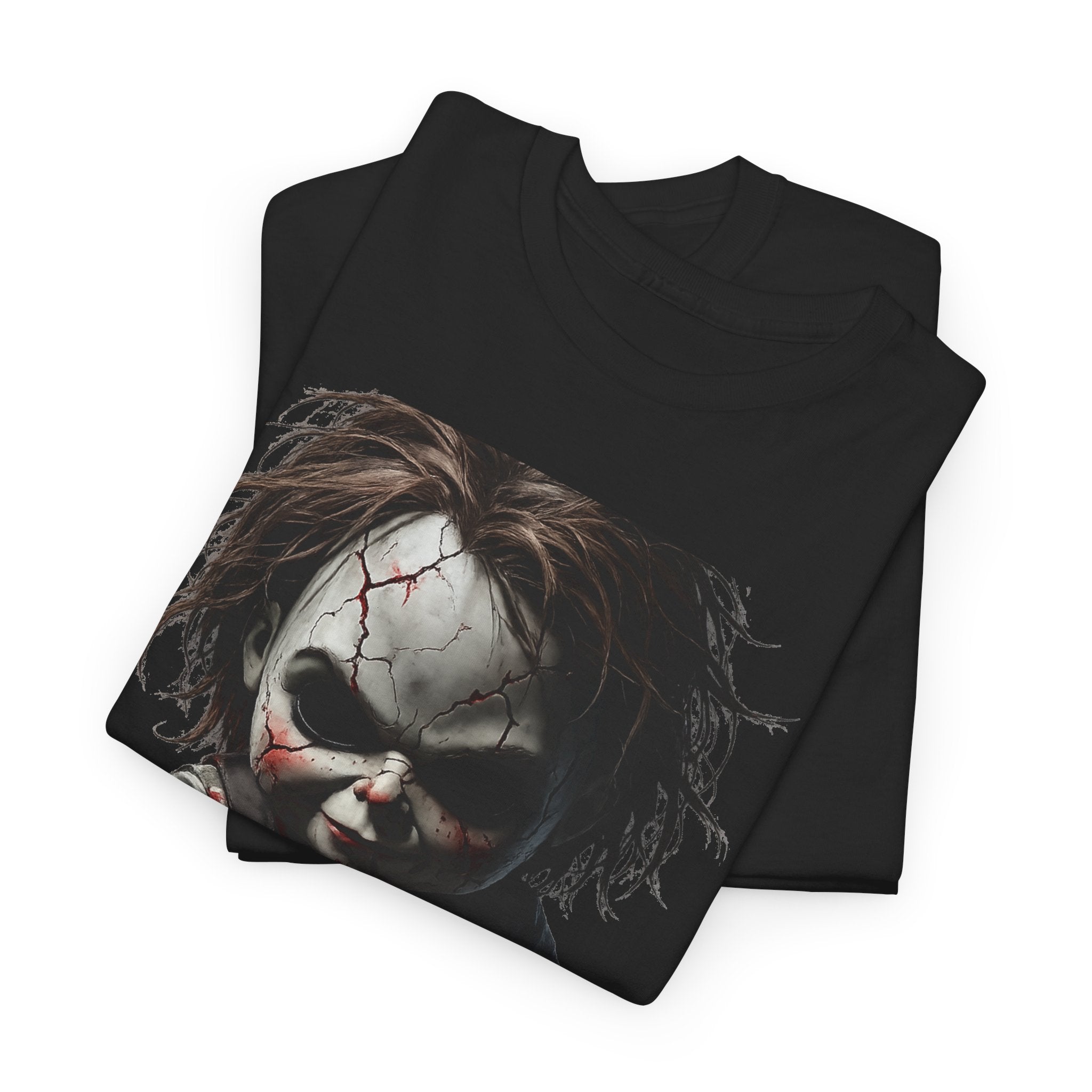 Horror Doll T-Shirt — Creepy Chucky-Inspired Graphic Tee for Halloween Fans