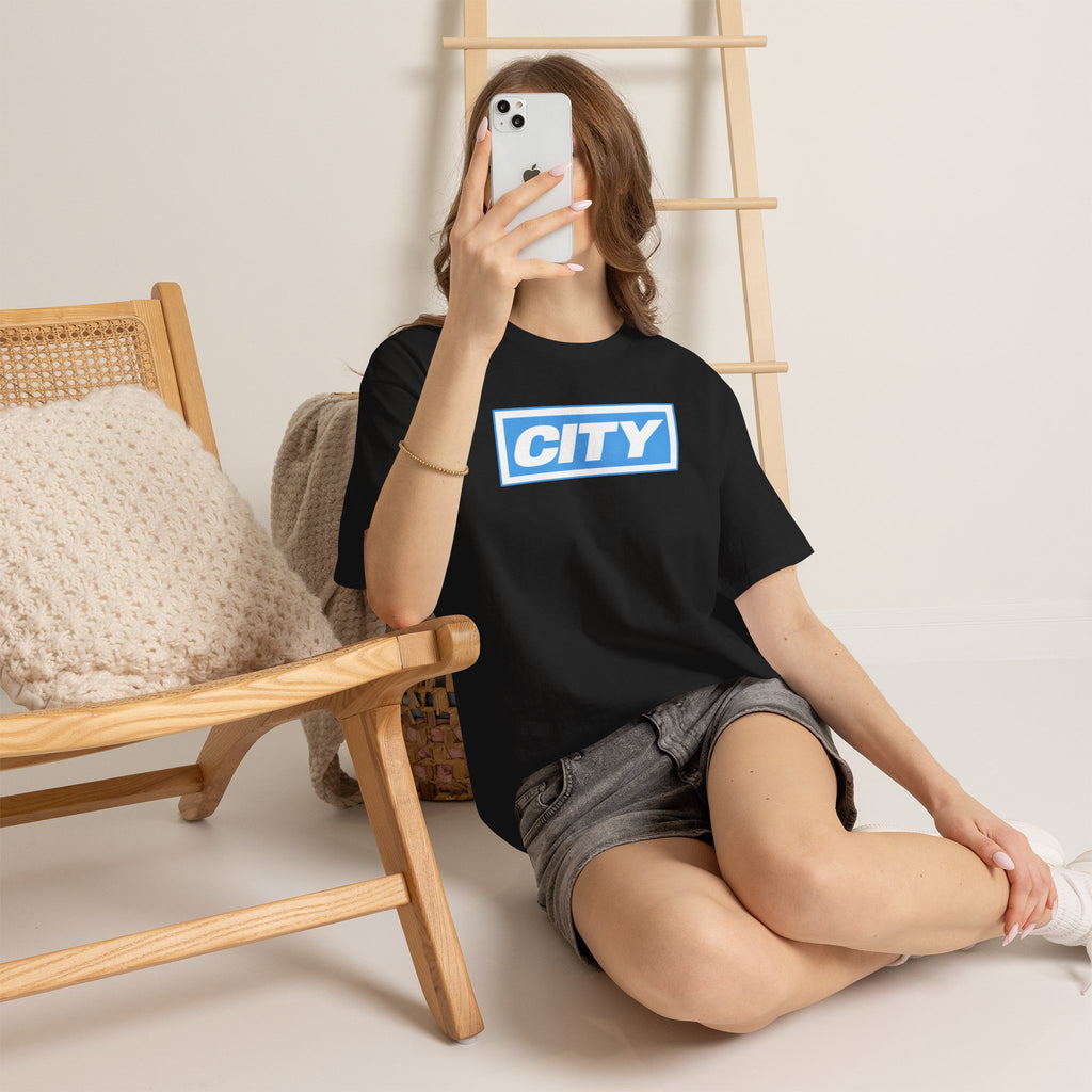 City Logo T-Shirt — Bold Blue Box Graphic Tee