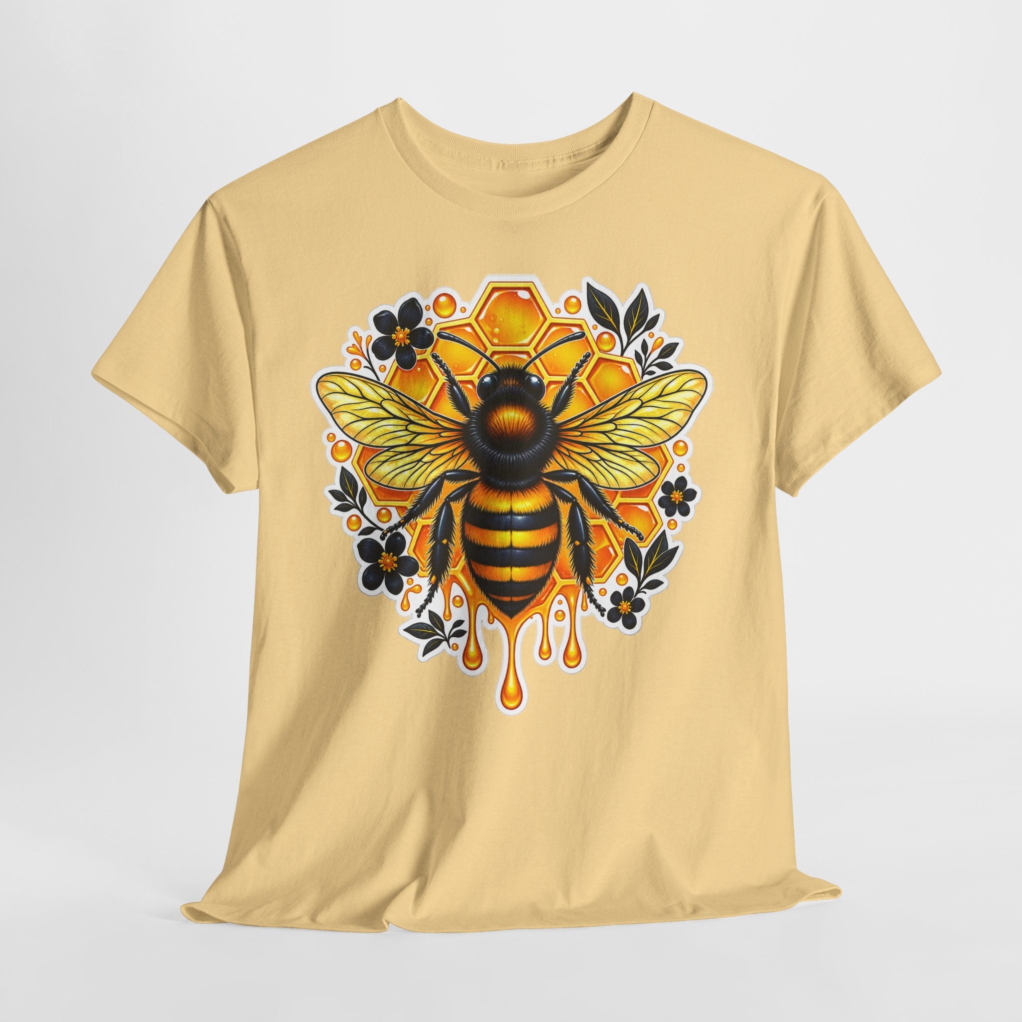 Manchester Bee Honeycomb T‑Shirt — Floral Dripping Honey Graphic Tee