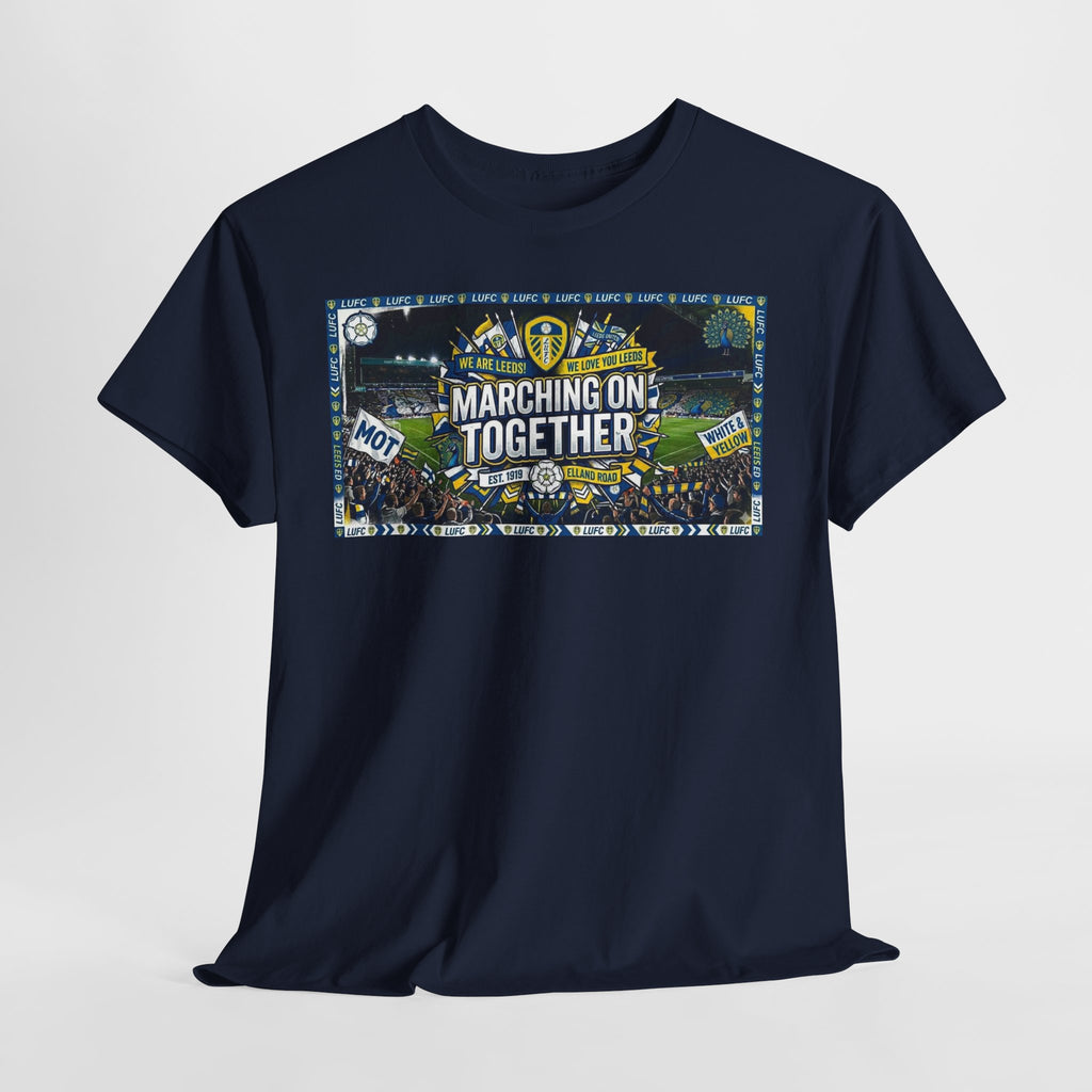 Leeds United T-Shirt — "Marching On Together" Fan Tee (Soccer Supporter Graphic)