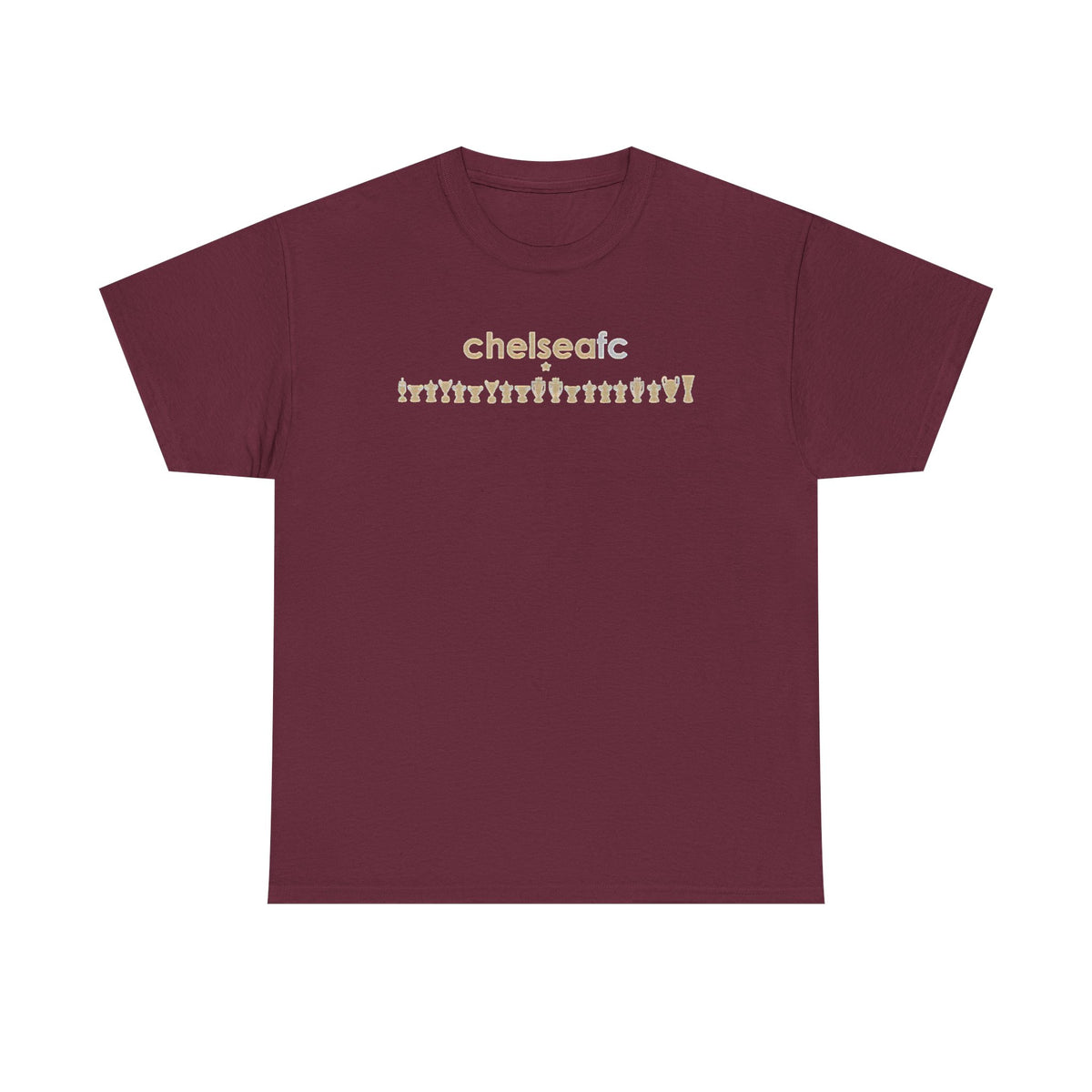 Chelsea FC Retro Silhouette Tee — Beige Logo Football Fans Shirt