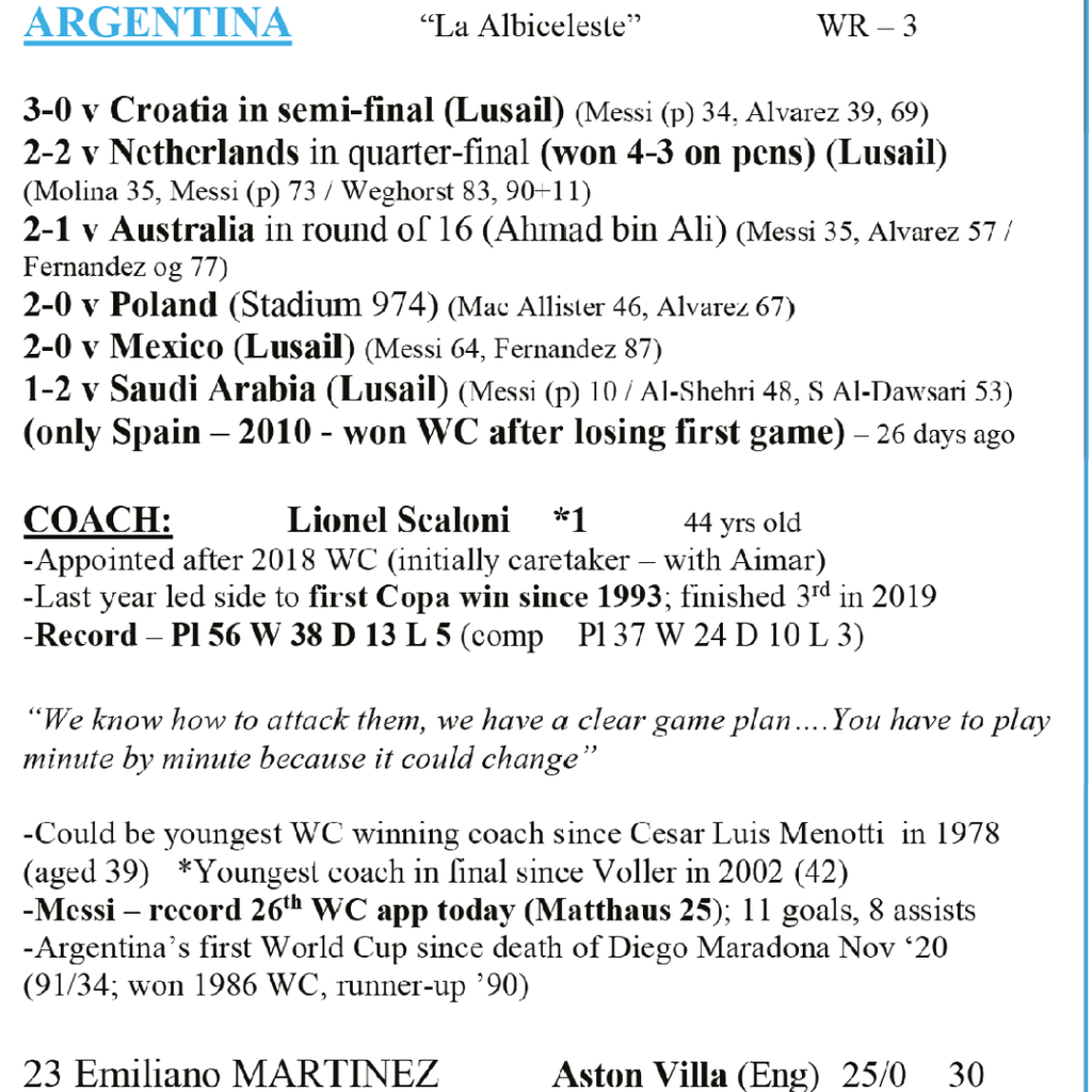 FOOTBALL Argentina v France, FIFA World Cup Final, Doha. December 18, 2022. Guy Mowbray.