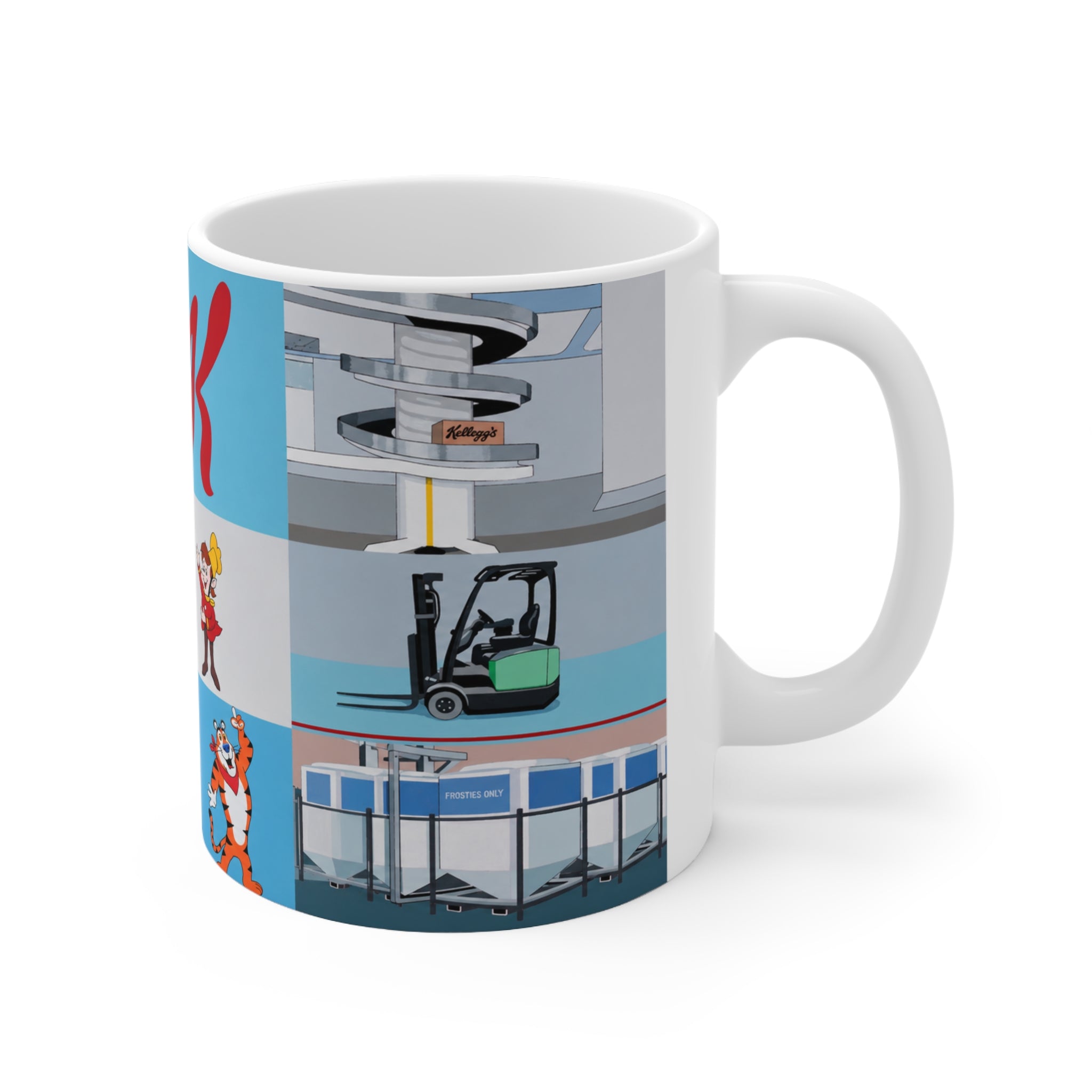 Kelloggs Trafford Park Cereal Mascot Collage Mug — 11oz & 15oz Ceramic Coffee Cup
