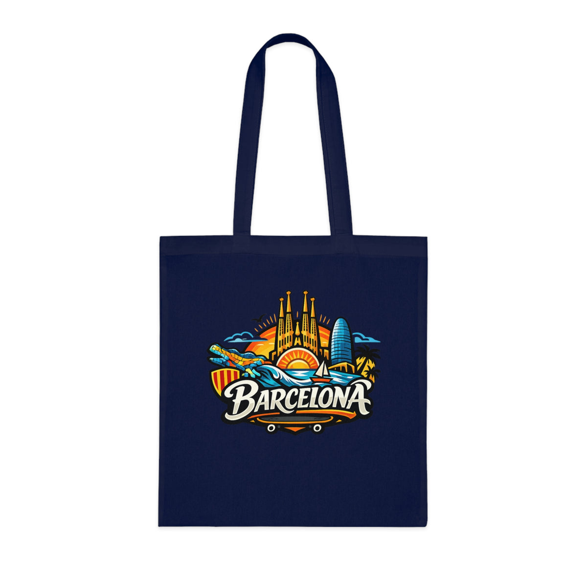 Barcelona Skyline Cotton Tote — Souvenir Travel Beach Bag