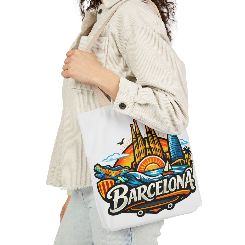 Barcelona Skyline Canvas Tote Bag — Colorful Travel Souvenir Tote