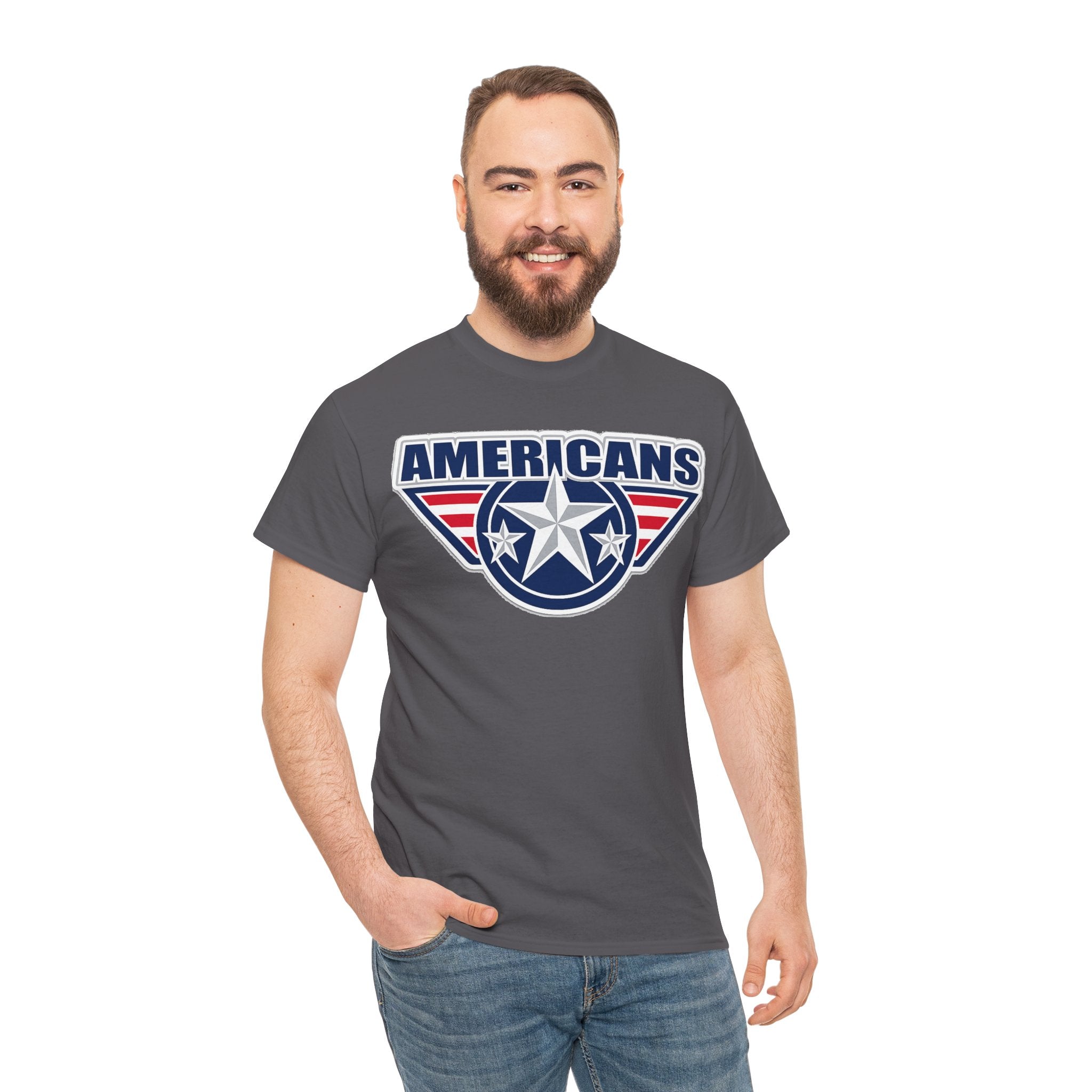 Americans Patriotic Star T‑Shirt — Red White Blue USA Graphic Tee
