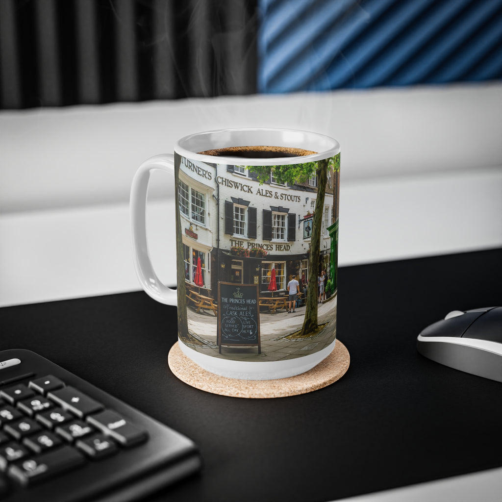 Richmond Ted Lasso London Street Scene Ceramic Coffee Mug — Red Phone Booth & Pub Photo (11oz, 15oz)