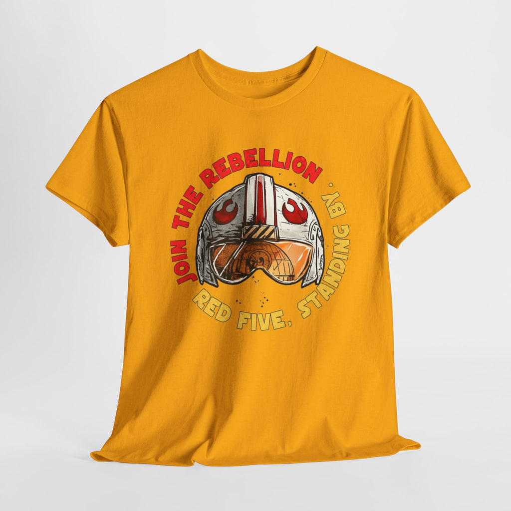 Rebel Pilot T-Shirt — "Join the Rebellion, Red Five" Vintage Helmet Design