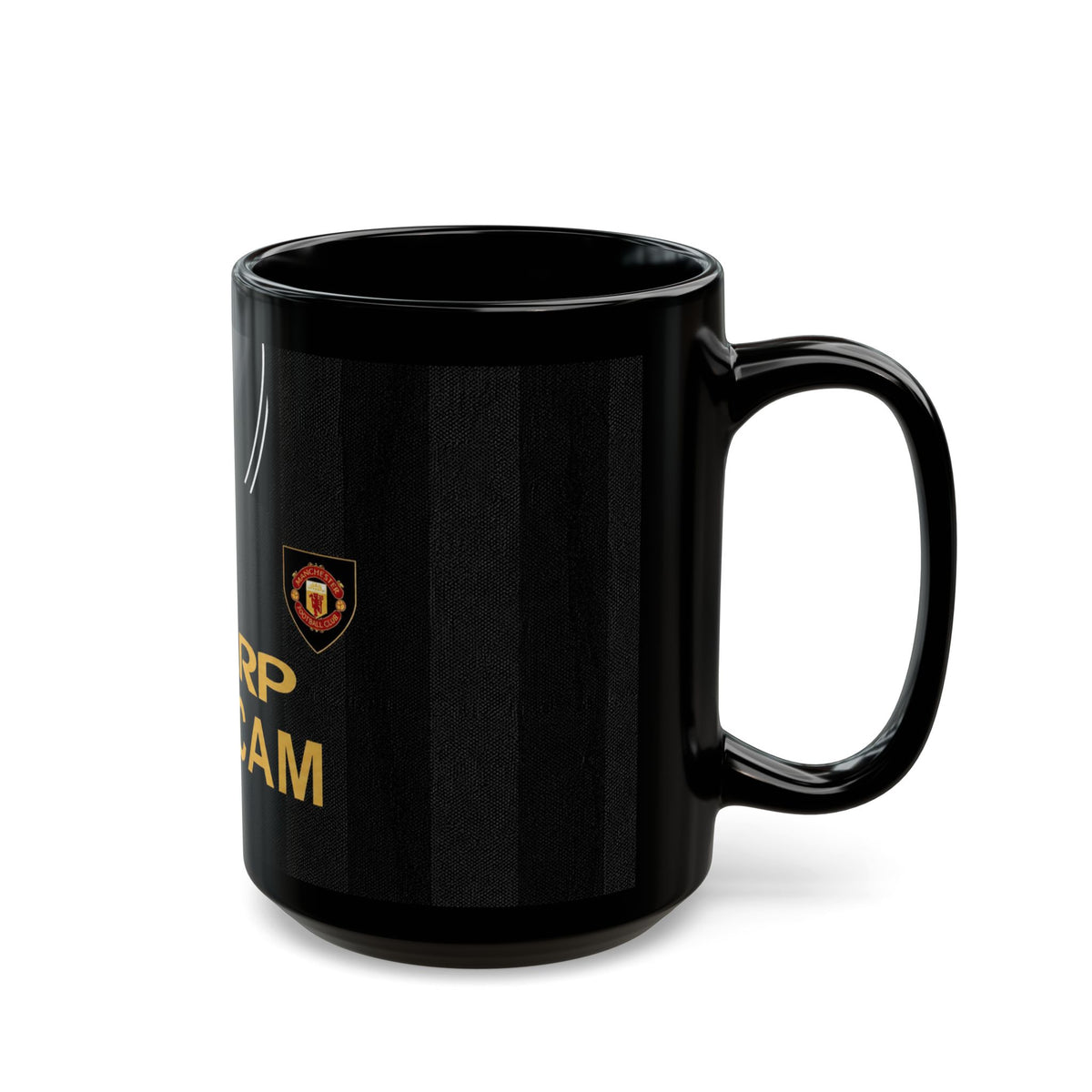 Retro Manchester United Sharp Viewcam Inspired Black Mug — Retro Football Jersey Design (11oz/15oz)