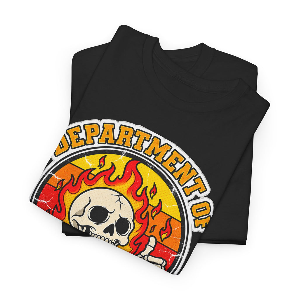 Department of Bad Decisions Skull T-Shirt — Retro Flaming Thumbs-Up Graphic Tee