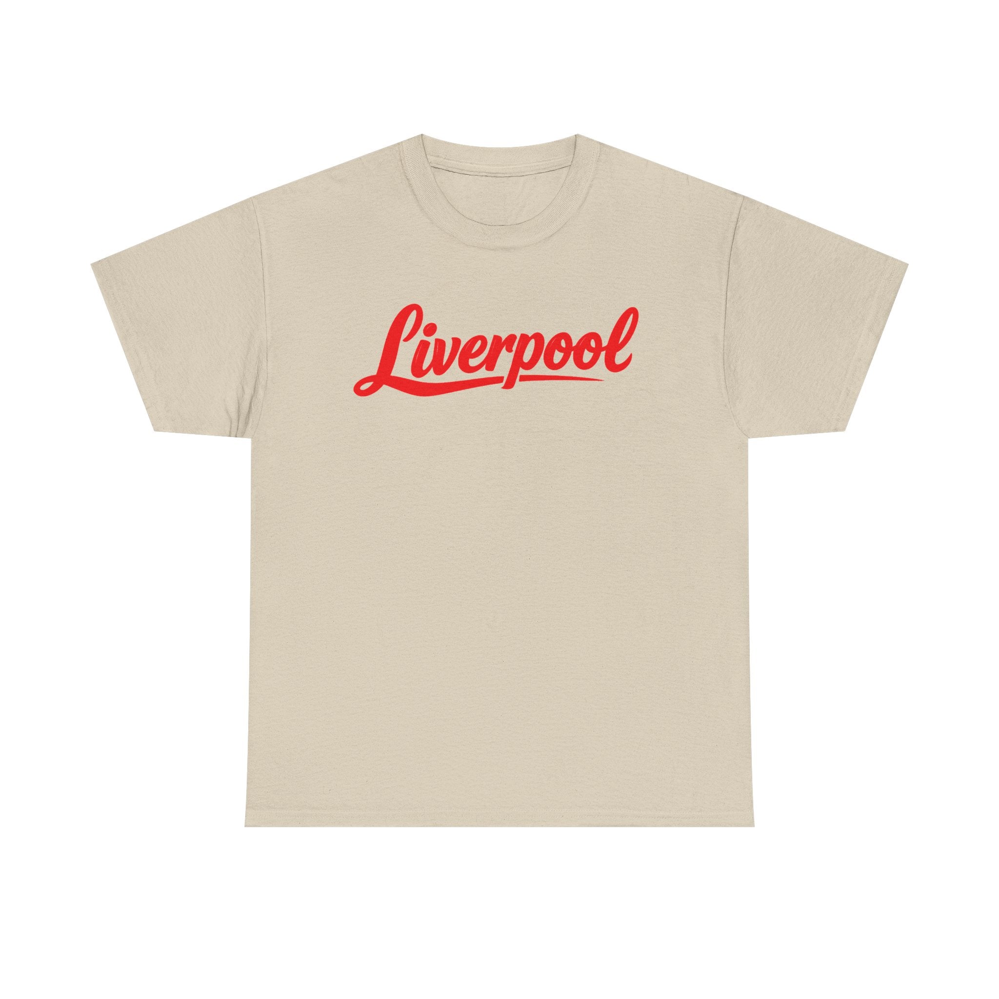 Liverpool Script T-Shirt — Retro Red Logo Tee for Fans