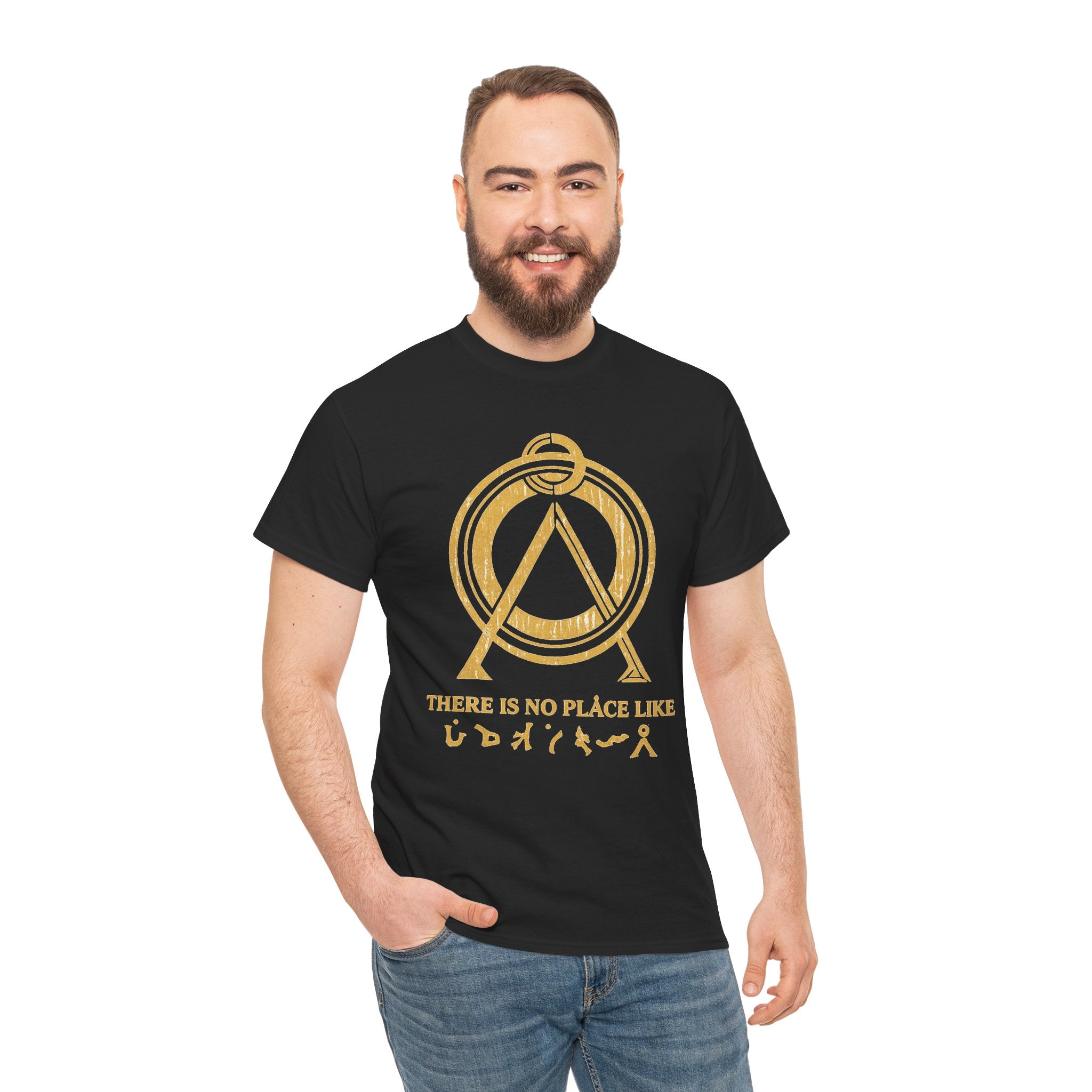 There Is No Place Like Home Graphic Tee — Vintage Gold Sigil T‑Shirt