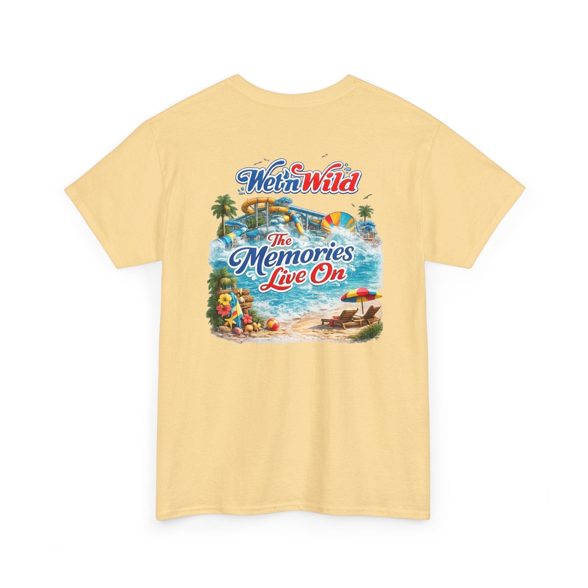 Wet'n Wild Beach Tee — "The Memories Live On" Retro Island Graphic Shirt