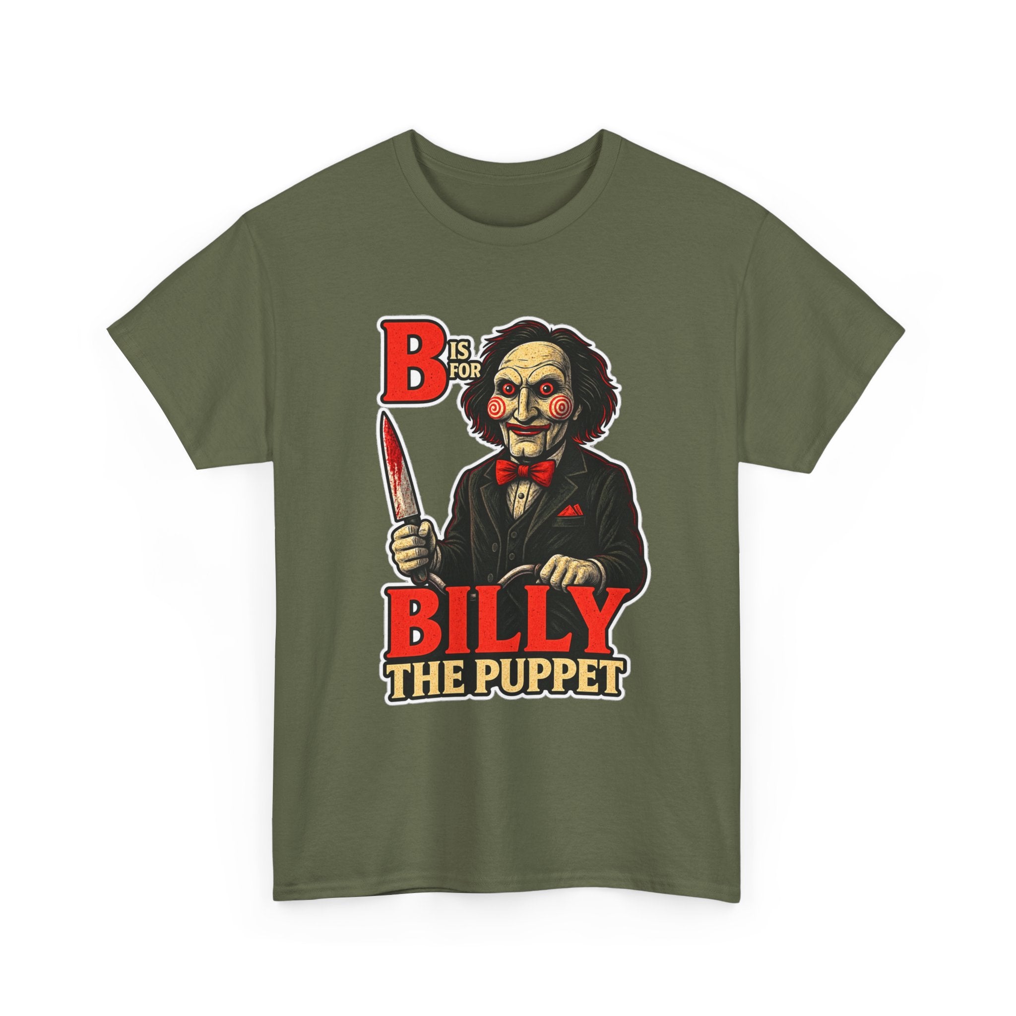 Billy the Puppet Horror Tee — Jigsaw-Style Killer Doll Graphic T-Shirt