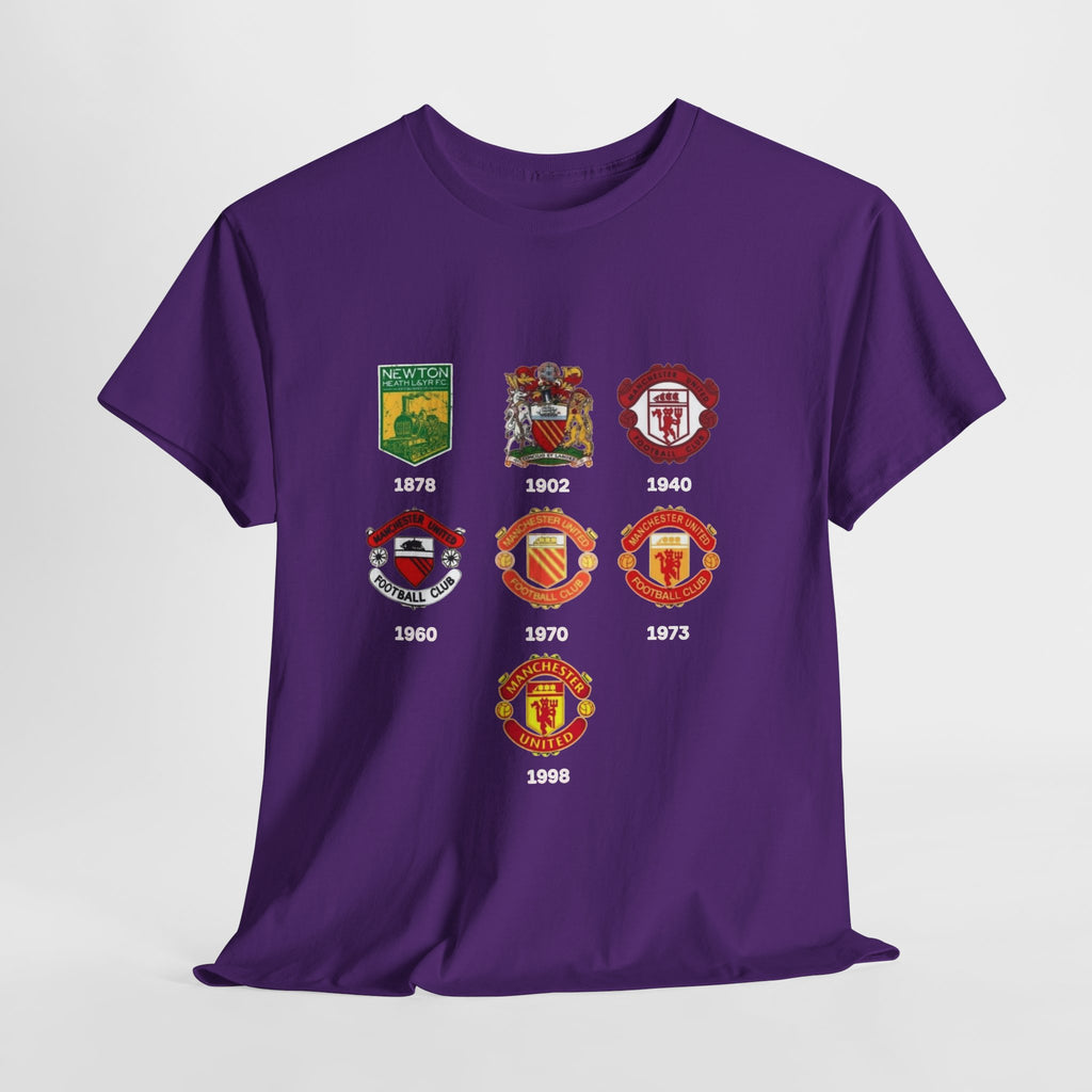 Manchester United Crest Evolution T-Shirt — Vintage Club Logo Timeline Tee