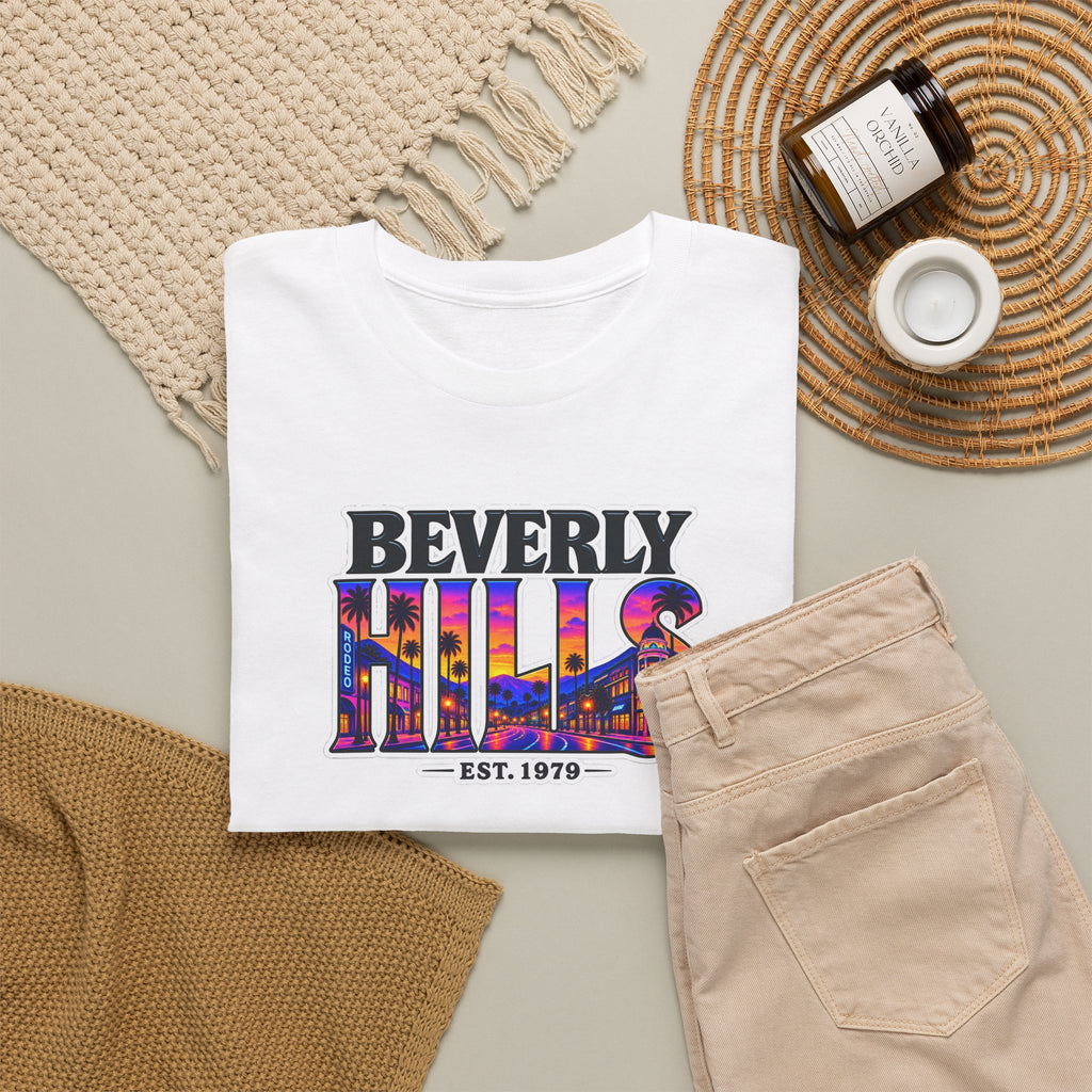 Beverly Hills Retro Sunset Tee — 'Beverly Hills EST. 1979' Graphic T-Shirt