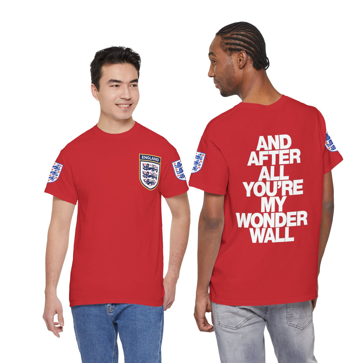 England Football Tee — "And After All You're My Wonderwall" Lyrics Tee