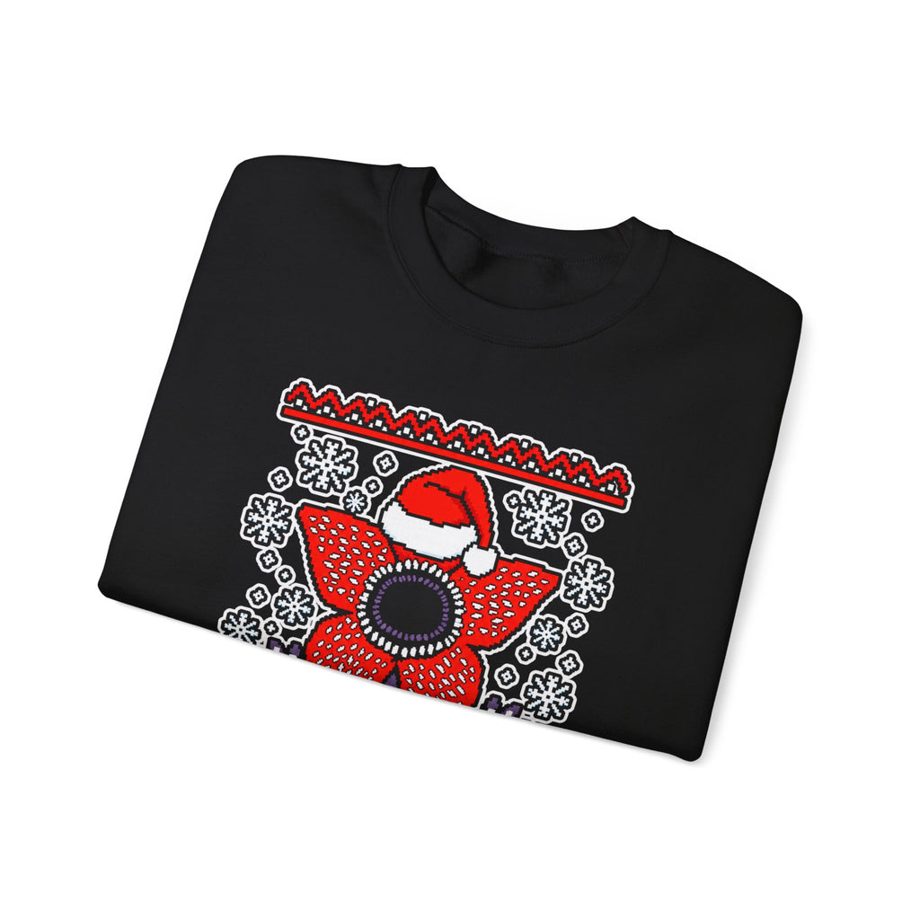 Stranger Christmas Crewneck Sweatshirt – Retro Demogorgon Holiday Sweater