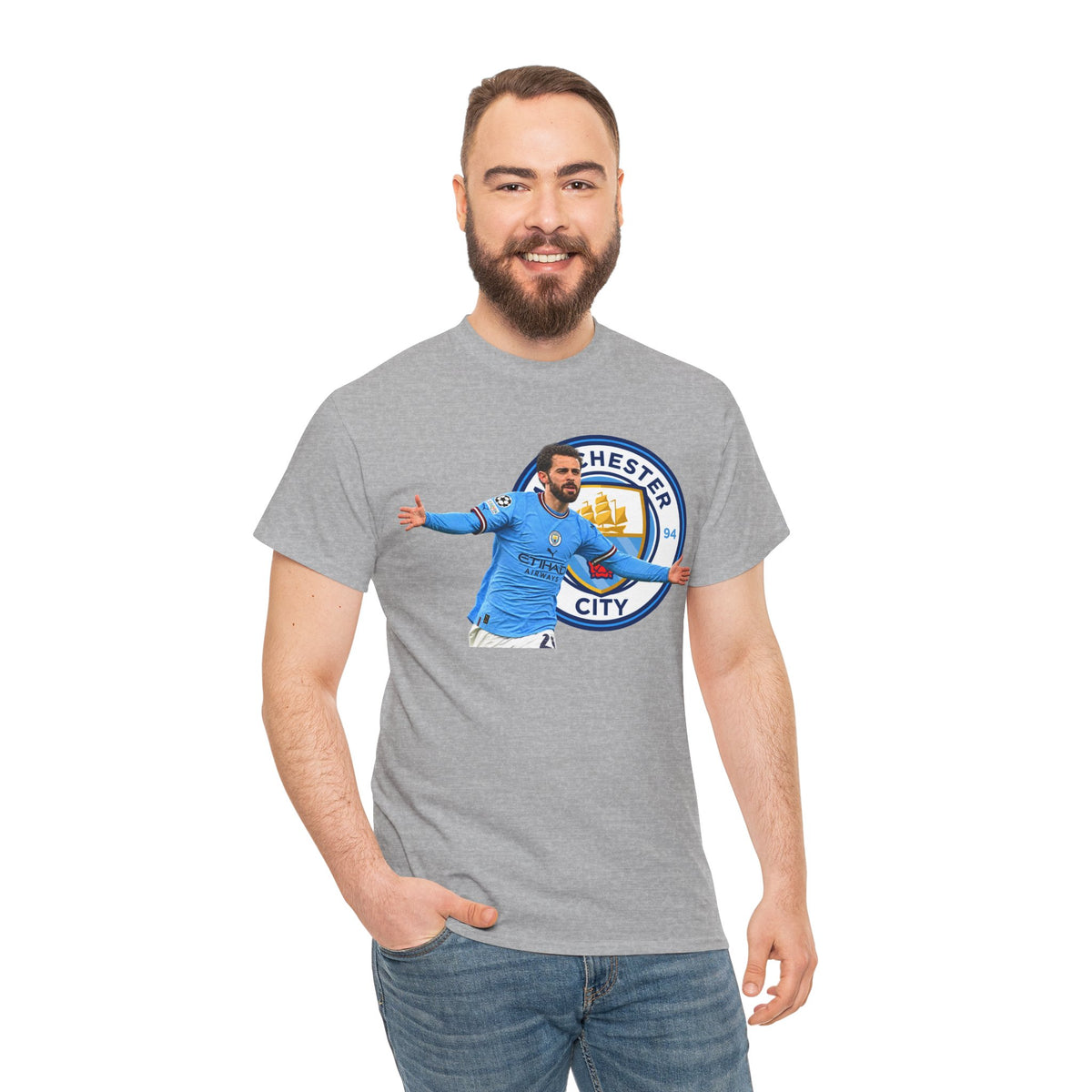 Bernardo Silva Manchester City Football Club Graphic Tee — Celebratory Player Design