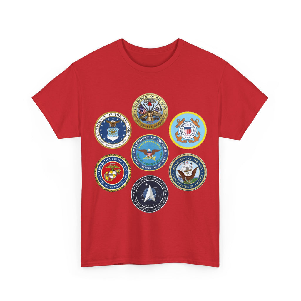Military Branch Seals T-Shirt — Vintage US Armed Forces Emblems Tee