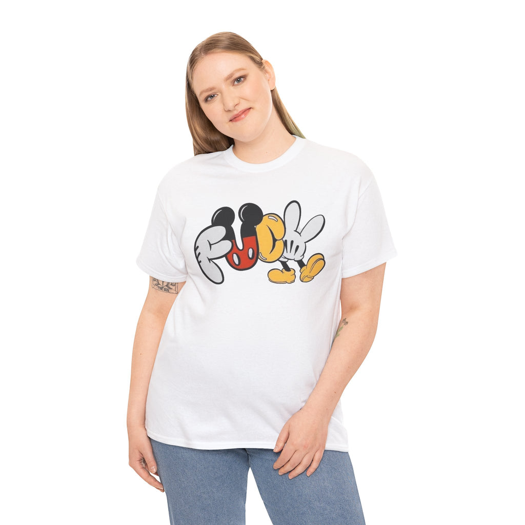 F**K Disney Graphic Tee — Playful Cartoon Hands & Shoes Design