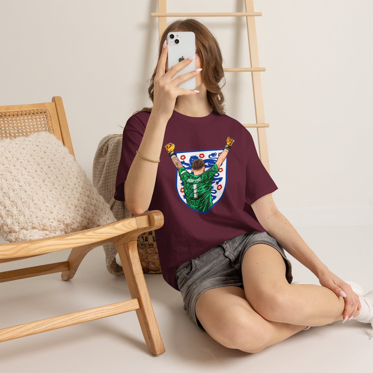 Pickford England Number 1 Goalkeeper Graphic Tee — Victory Pose Jersey Design
