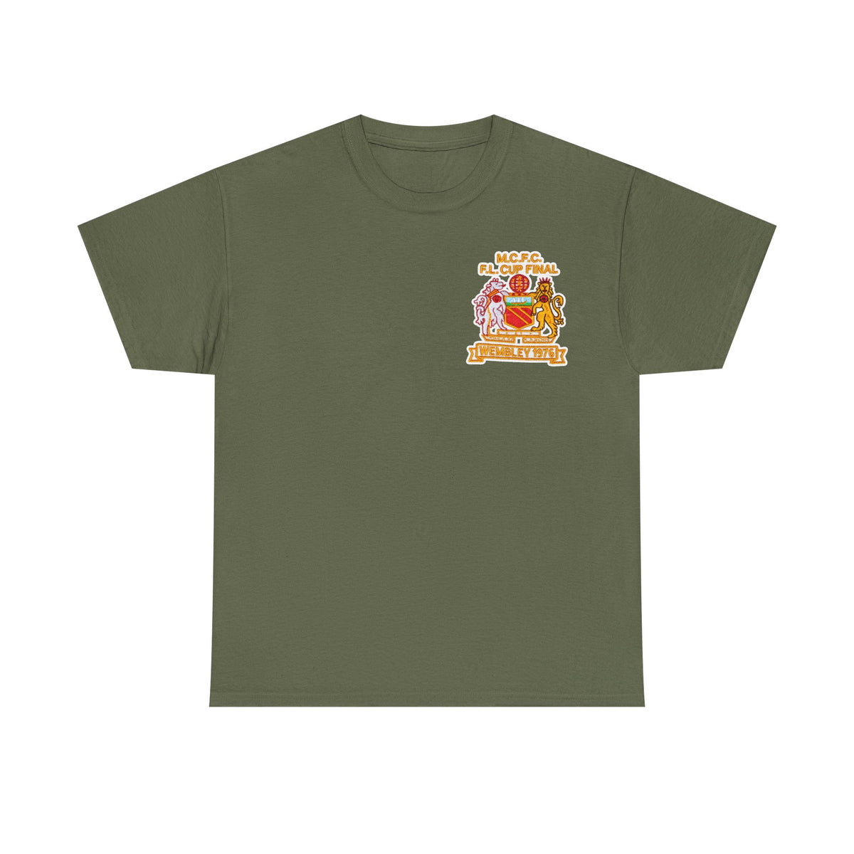 Manchester City 1976 League Cup Final Crest Cotton T‑Shirt — Vintage Football Fan Tee