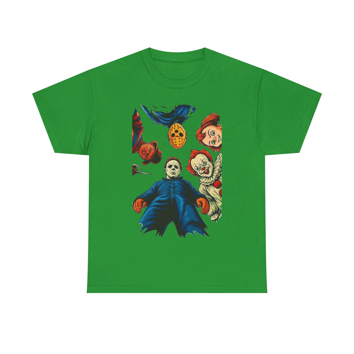 Horror Movie Icons Graphic Tee — Michael Myers, Jason & Classic Clowns Halloween T-Shirt