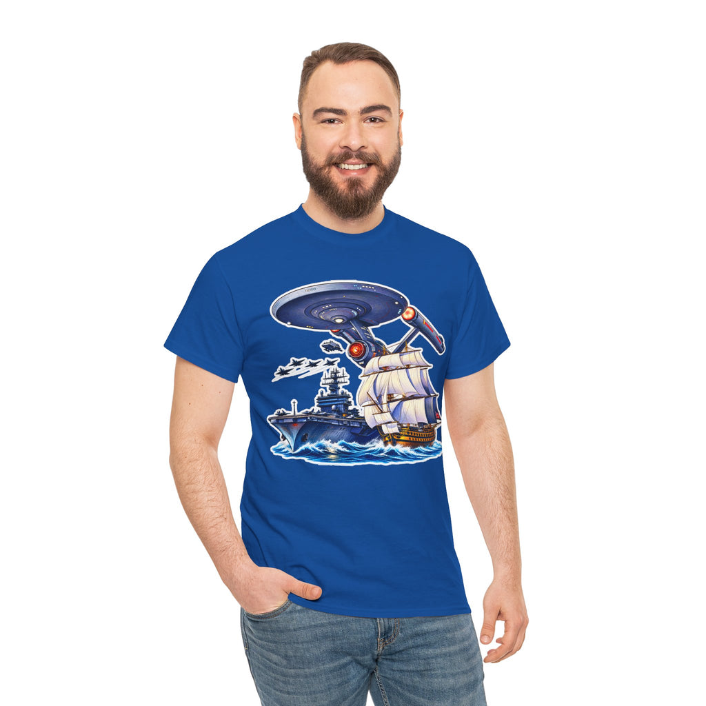 Nautical Starship Called Enterprise T-Shirt — Vintage Sailing Ship Meets Spaceship Graphic Tee