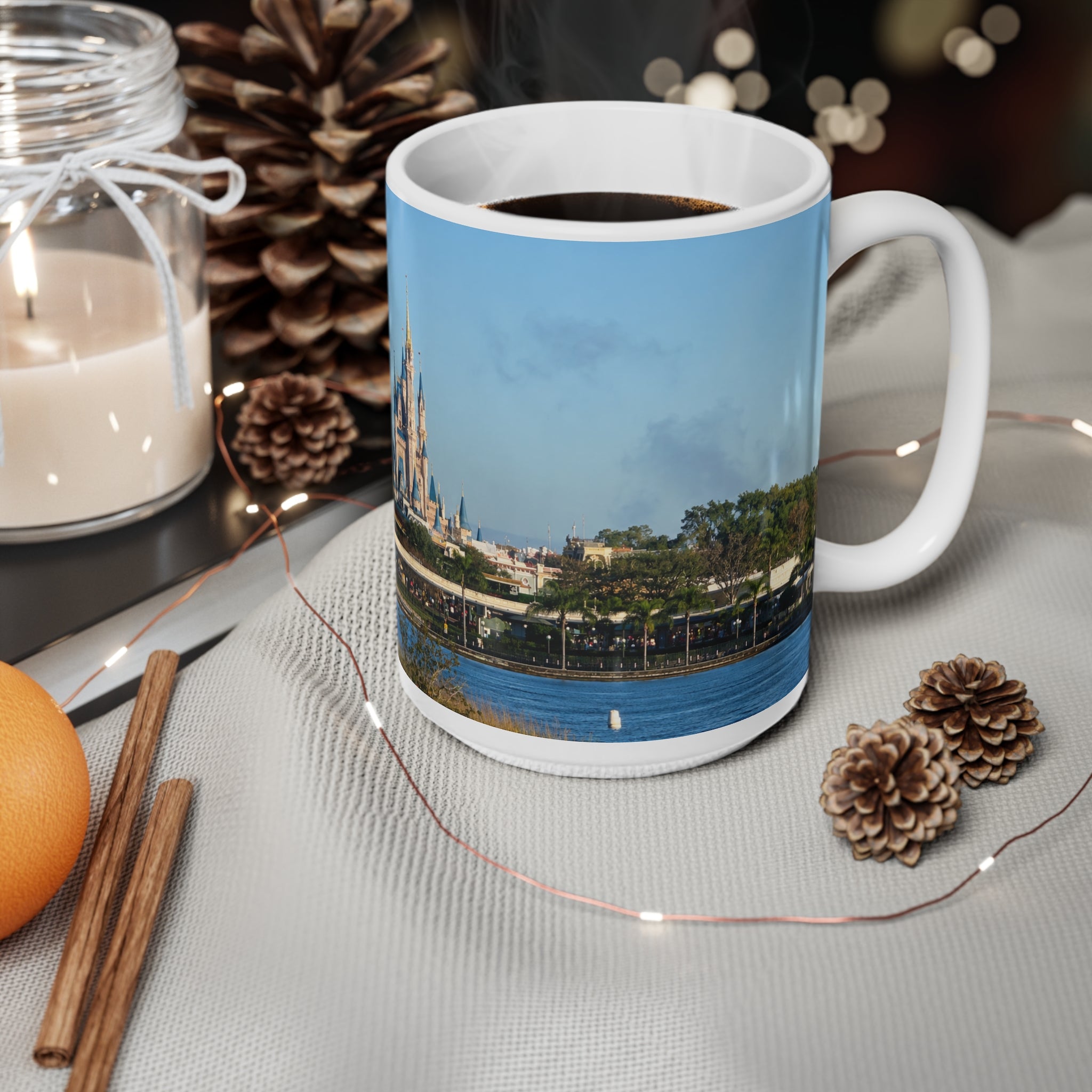 Magic Kingdom Castle Panorama Coffee Mug — Scenic Theme Park Castle Photo, 11oz & 15oz
