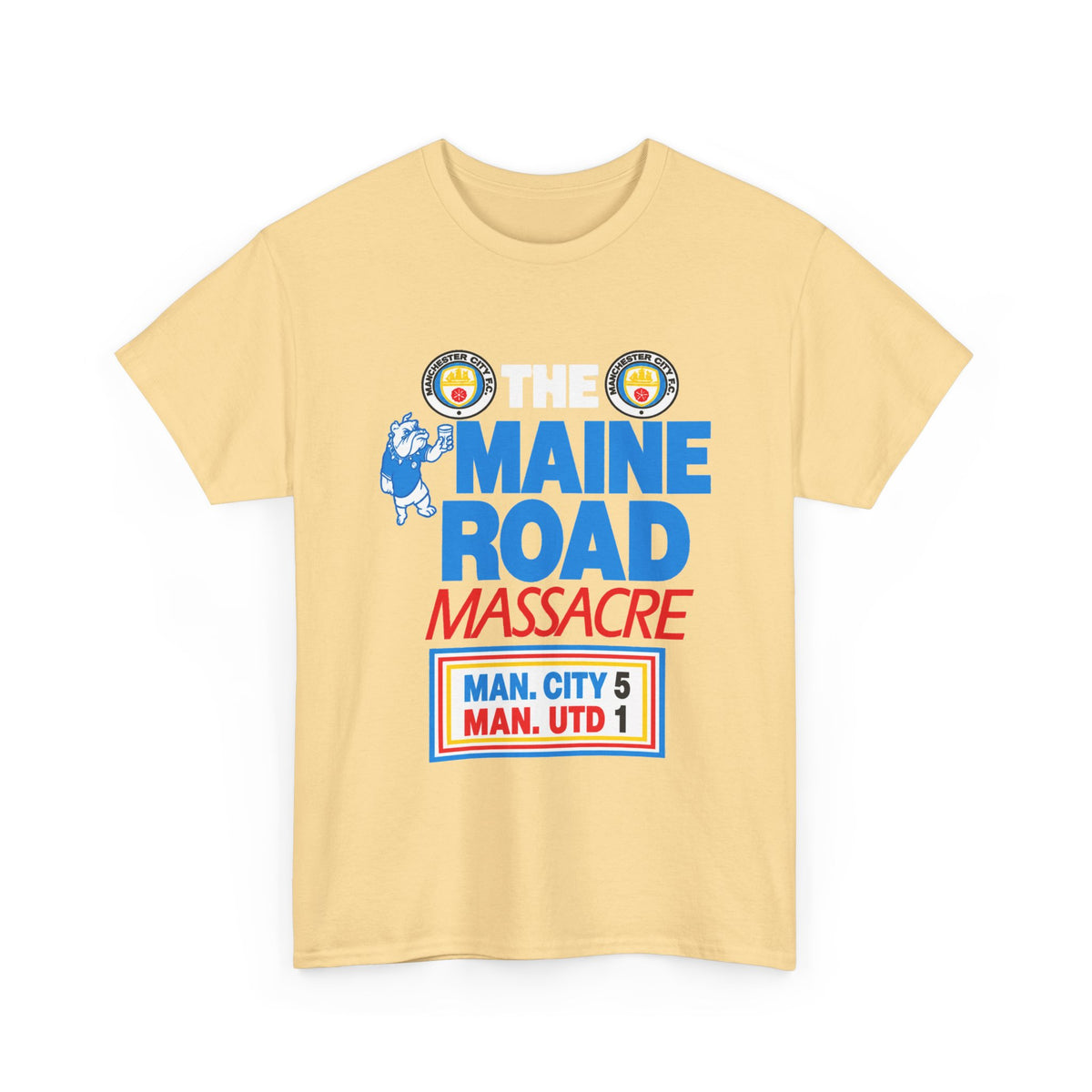 Maine Road Massacre Retro Cotton T-Shirt — Man City 5 vs Man Utd 1 Retro September 1989 Derby T‑Shirt