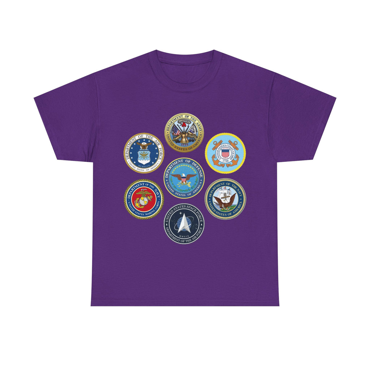 Military Branch Seals T-Shirt — Vintage US Armed Forces Emblems Tee
