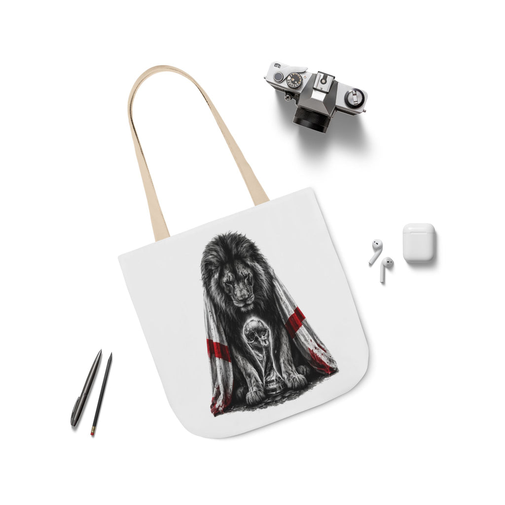 England Lion Guardian Canvas Tote — Protective Lion & Cub Illustration Tote Bag