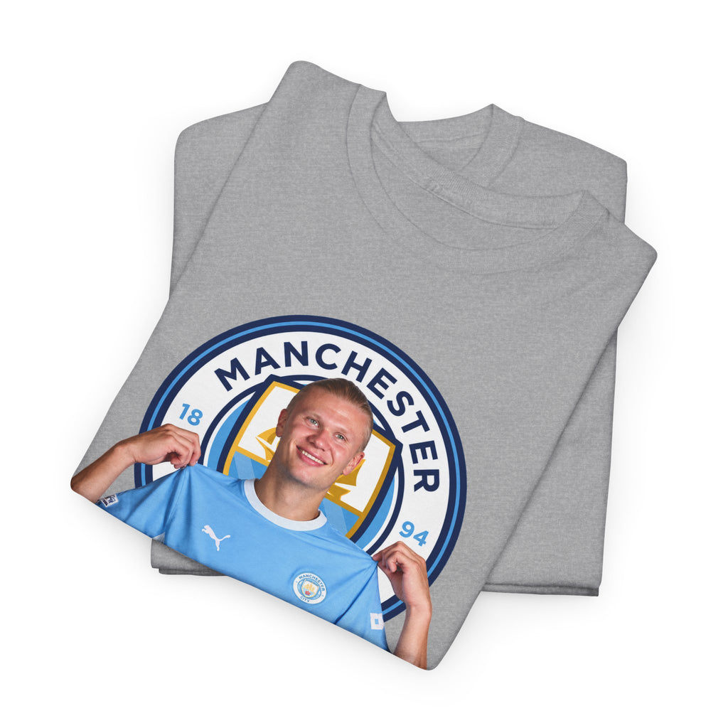 Manchester City Erling Haaland Inspired Cotton T-Shirt Tee — Player Celebratory Graphic T-Shirt
