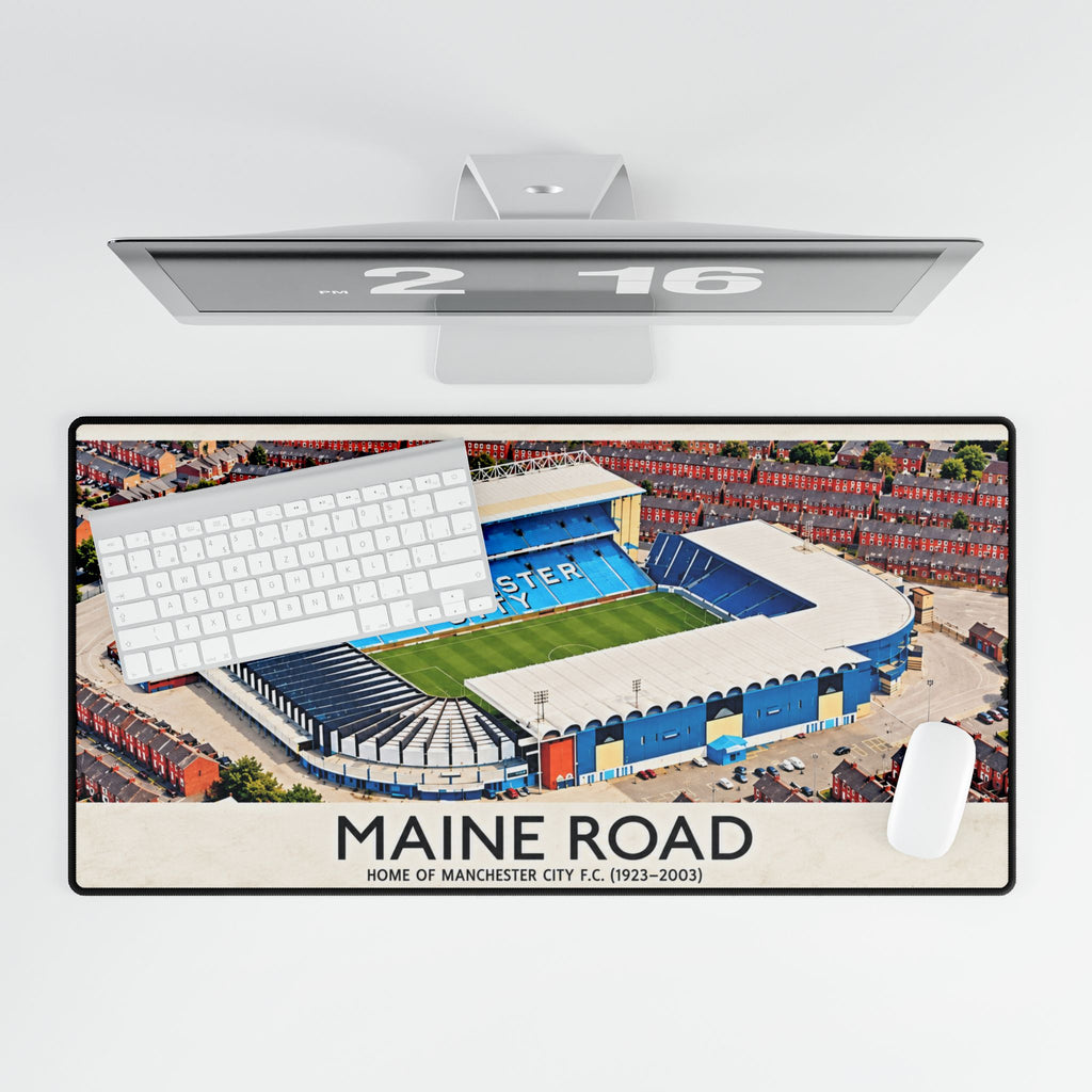Maine Road Stadium Desk Mat — Manchester City Vintage Football Pitch Mousepad