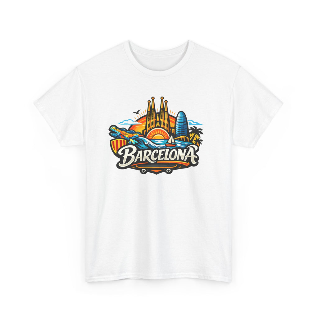 Barcelona Skyline Graphic Tee — Colorful Travel Souvenir T-Shirt