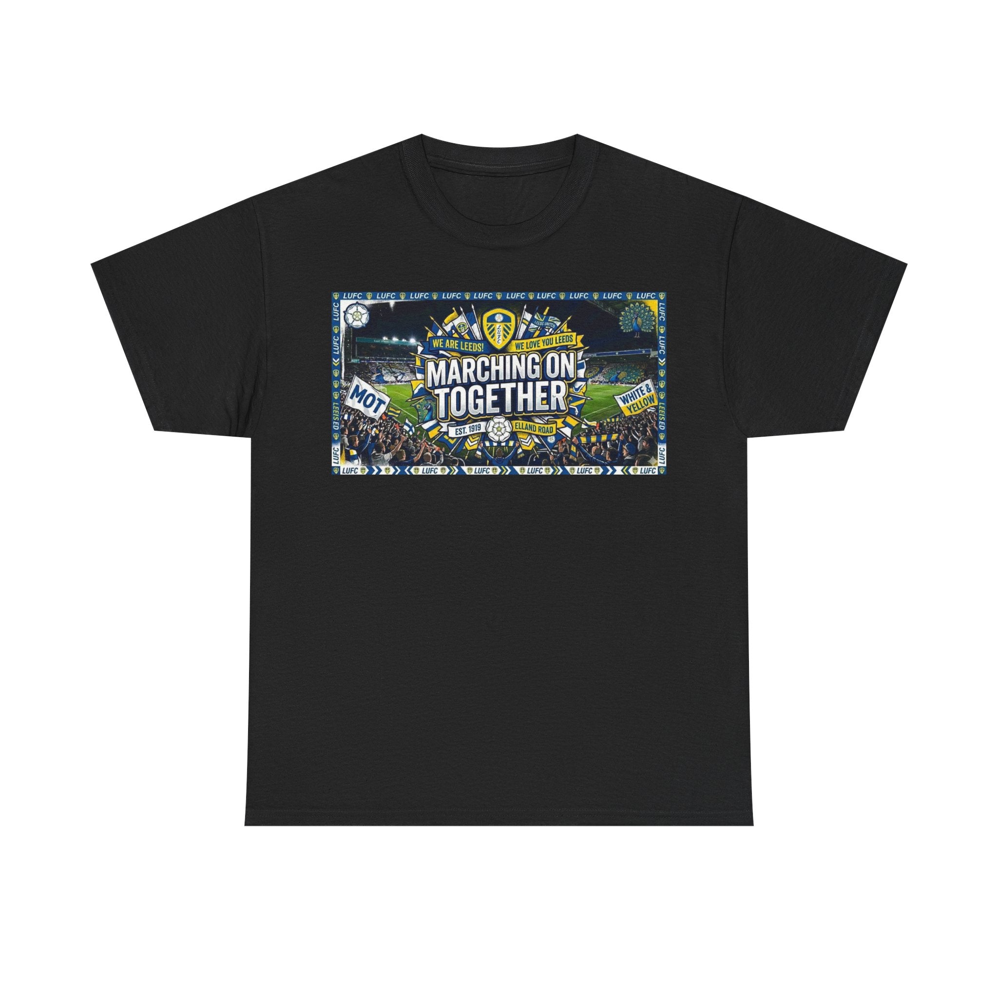 Leeds United T-Shirt — "Marching On Together" Fan Tee (Soccer Supporter Graphic)