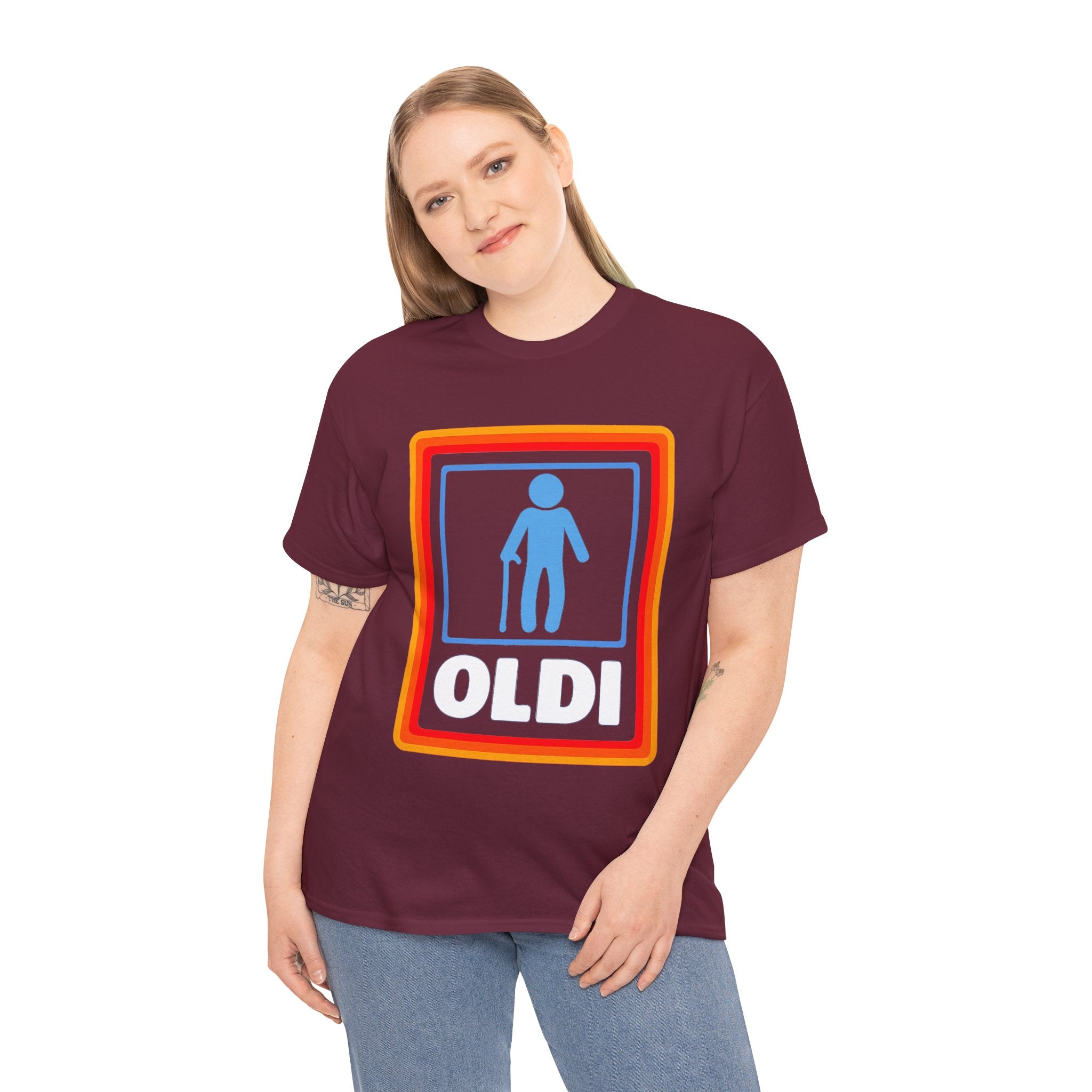 Oldi Retro Logo Tee — Funny Elderly Humour T-Shirt