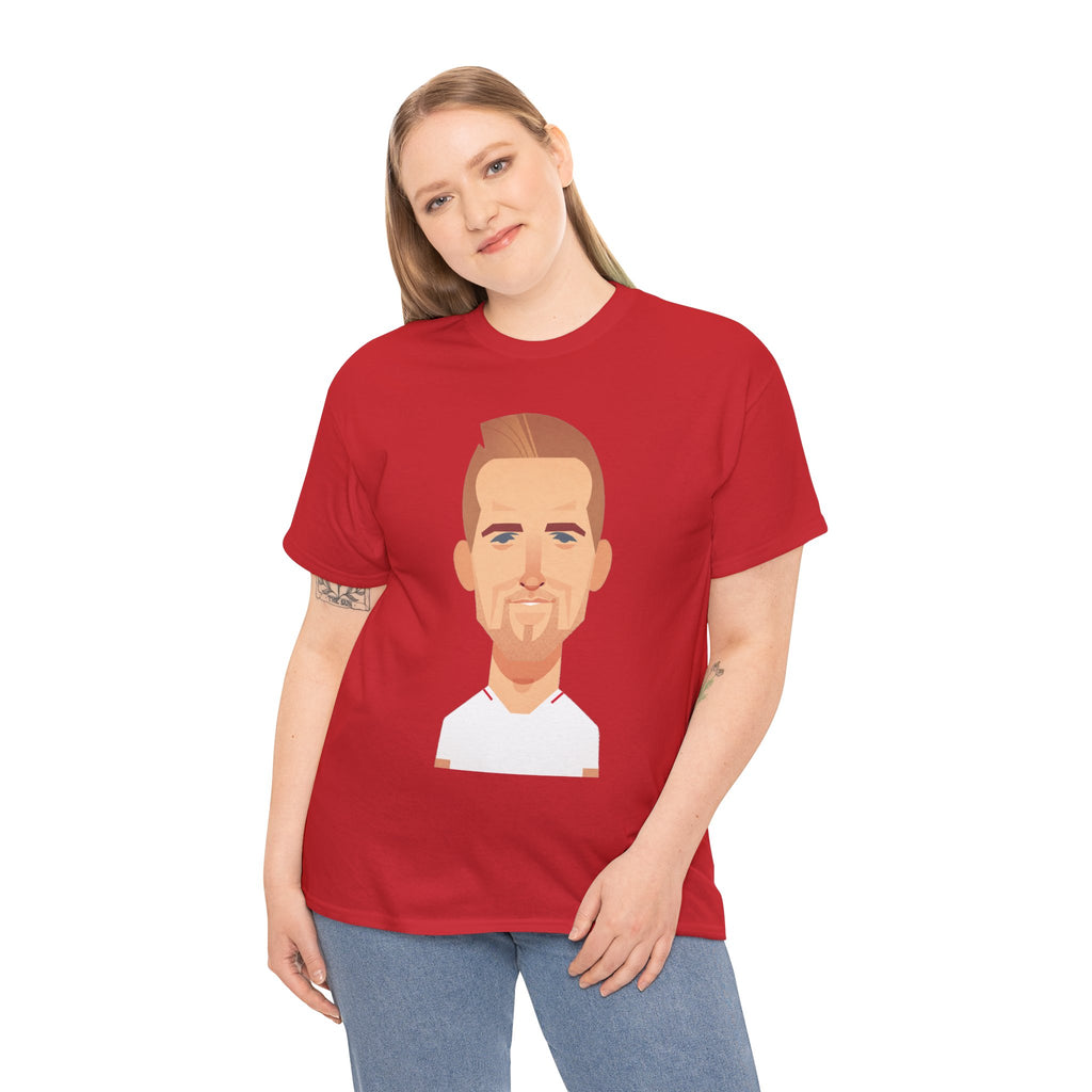 Harry Kane England Caricature Portrait Tee — Minimal Male Face Graphic Cotton T-Shirt
