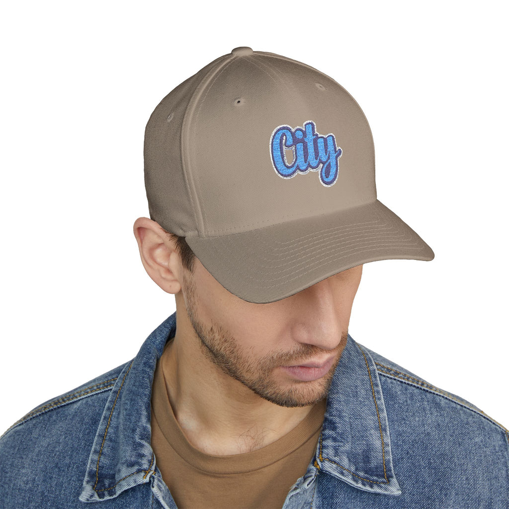 Embroidered "City" Script Closed-Back Baseball Cap