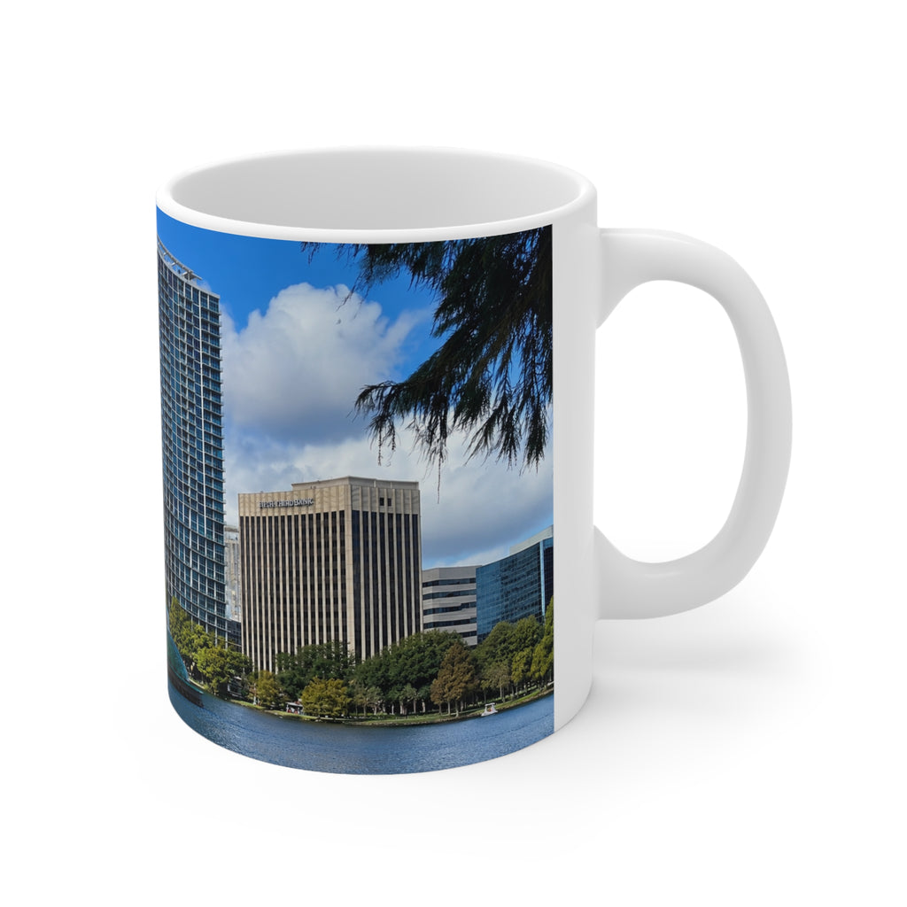 Lake Eola City Waterfront Photo Mug — Scenic Harbor Skyline Ceramic Coffee Cup (11oz & 15oz)